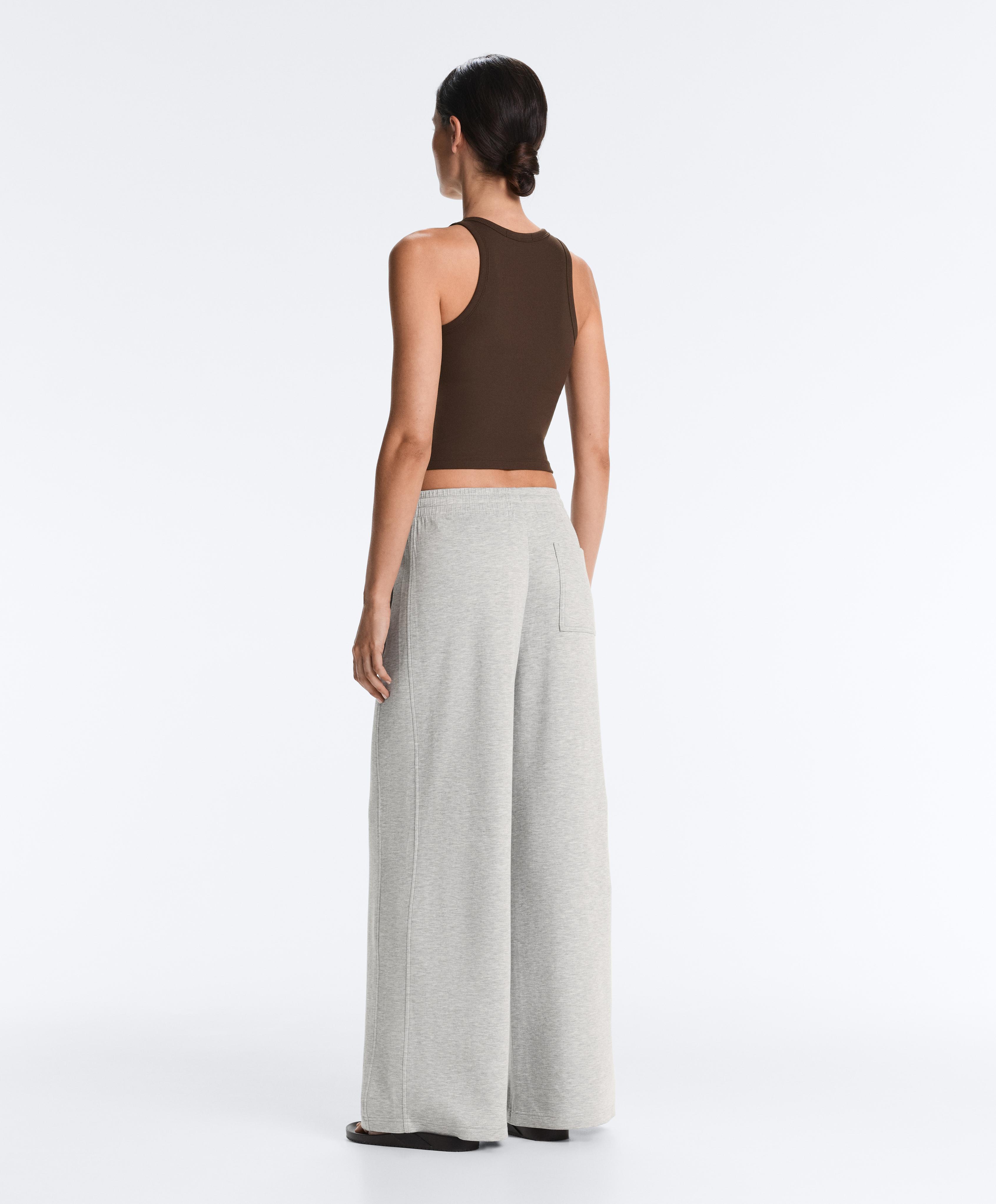 Rib modal blend long tank top — DARK BROWN