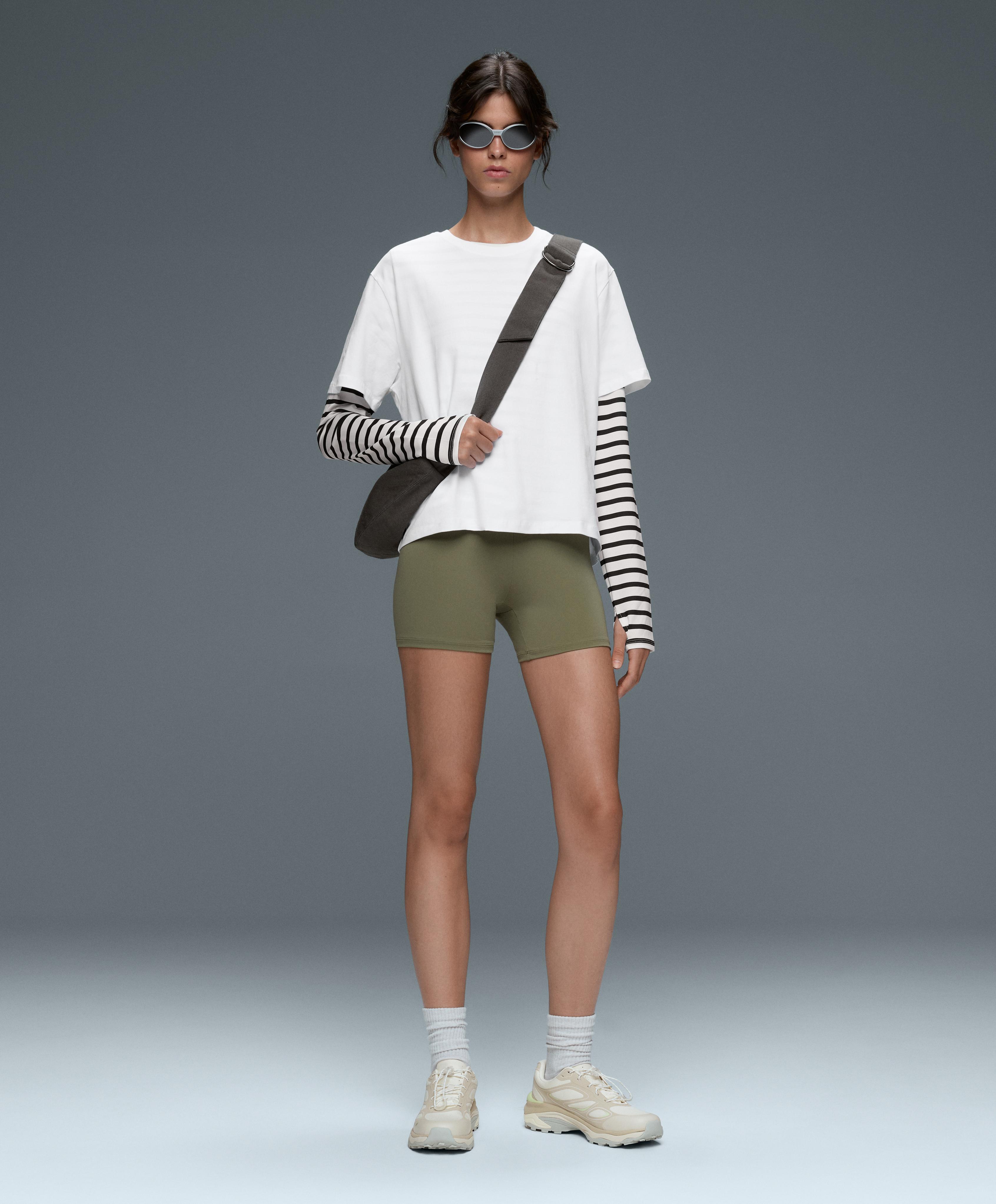 Comfortlux high-waisted 10cm hot pants — DARK KHAKI