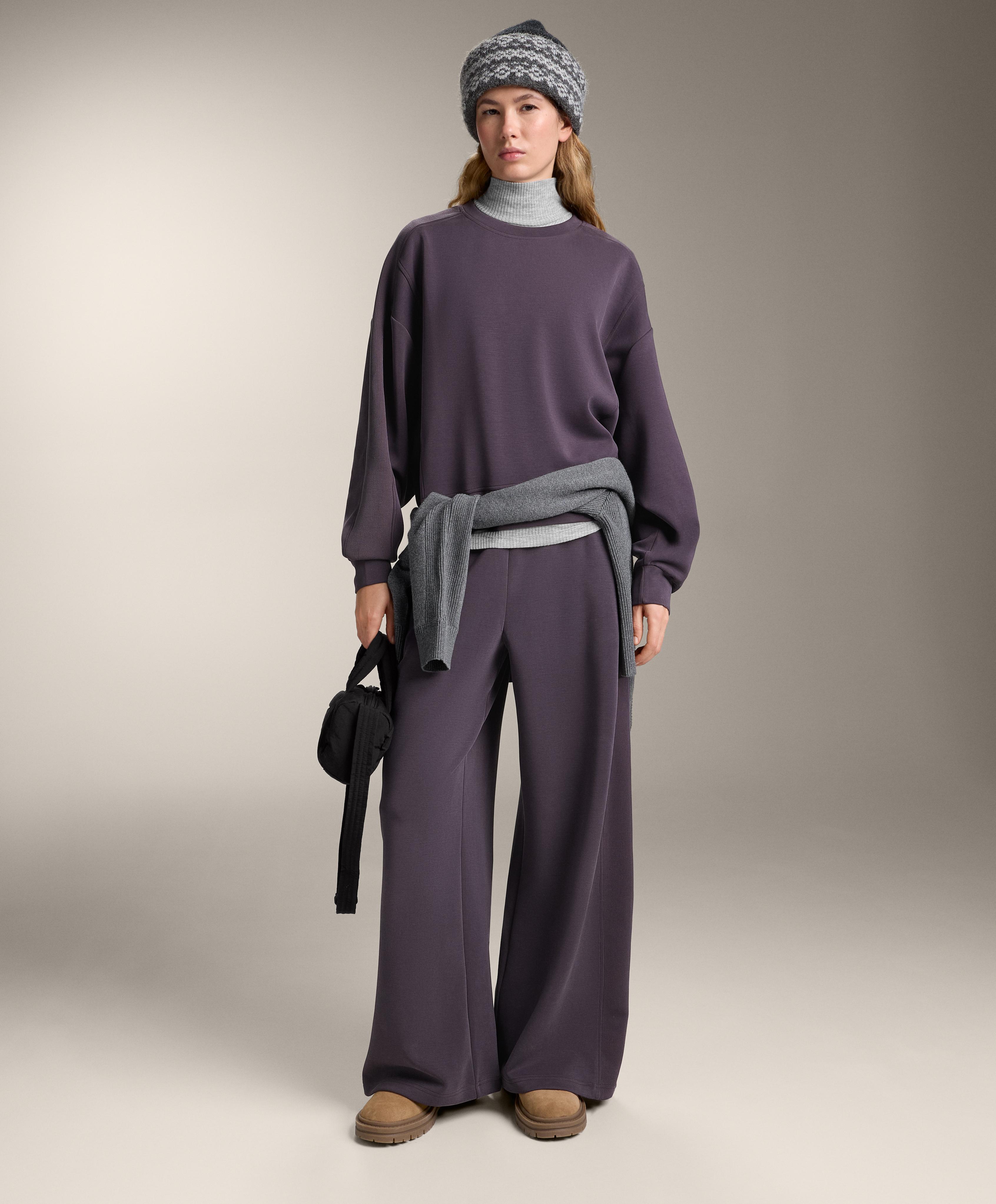 Brushed sweatshirt with rib detail and modal