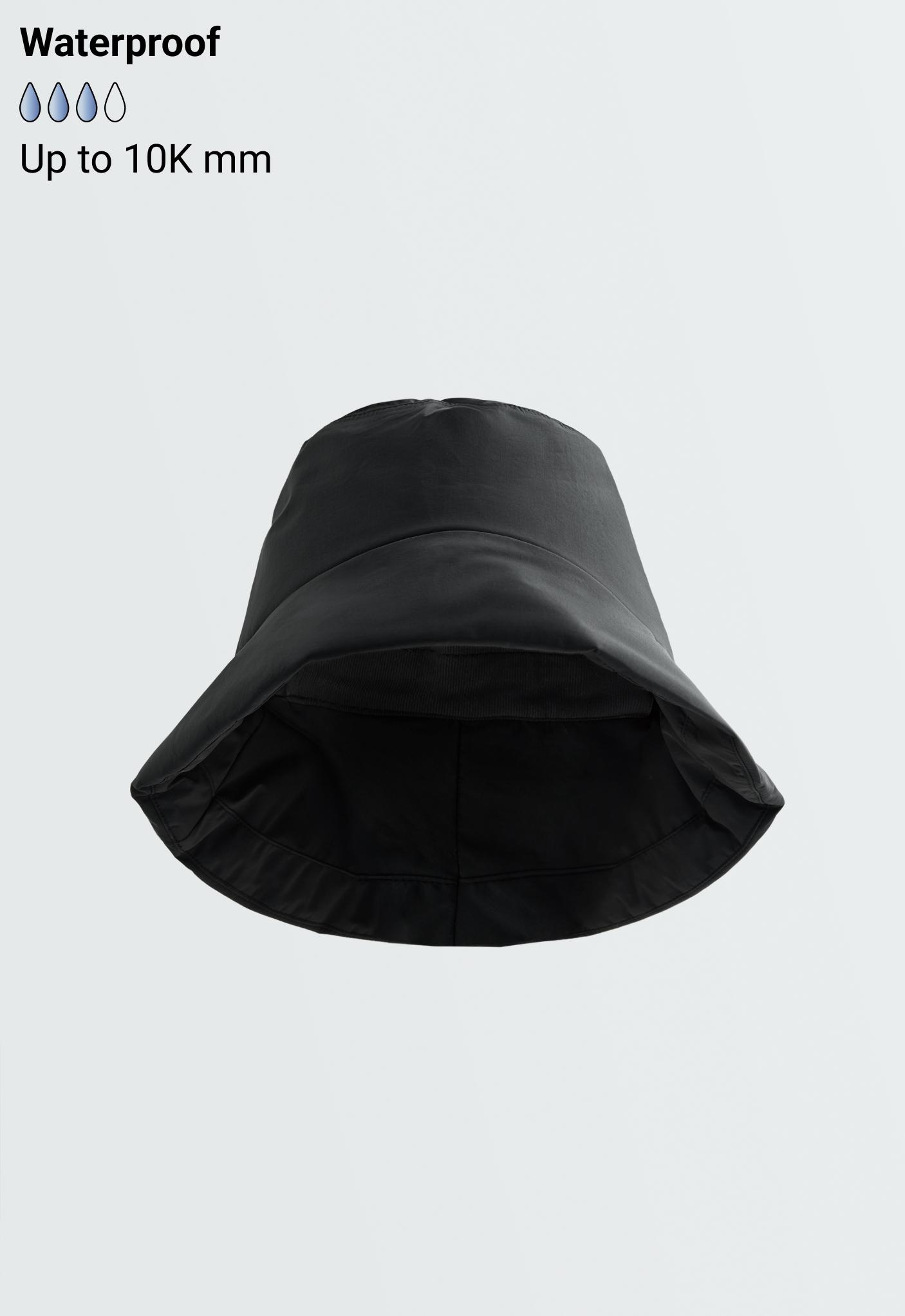 10K waterproof quilted bucket hat — BLACK