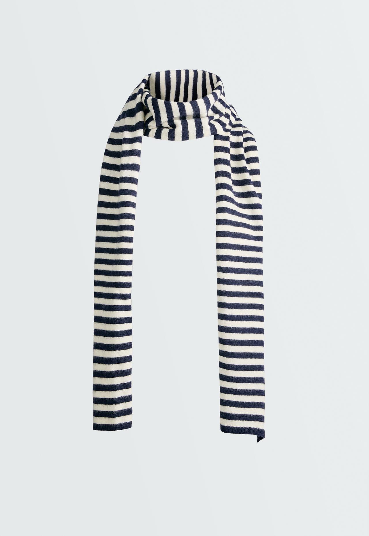 Striped knit scarf — NAVY BLUE