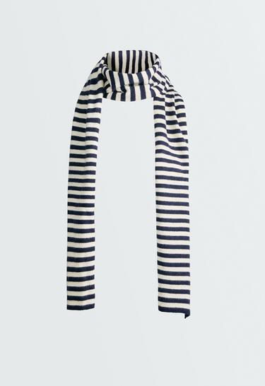 Striped knit scarf — NAVY BLUE 2