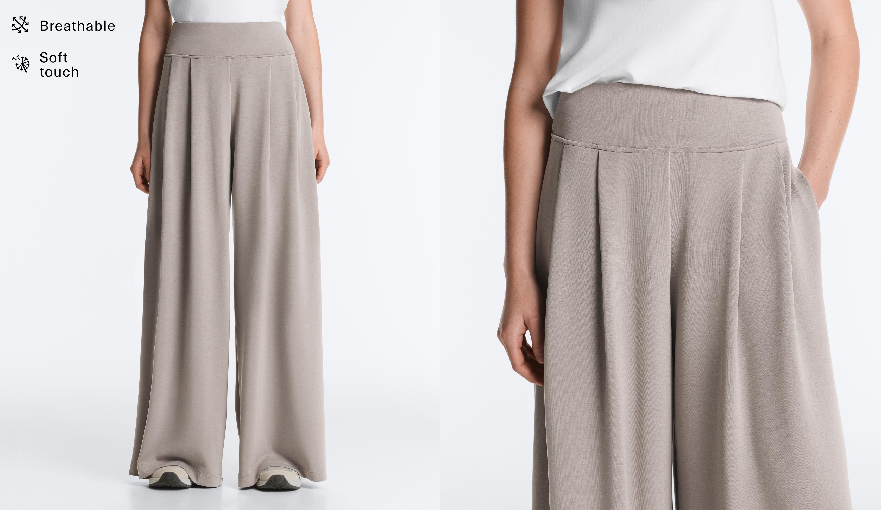 Soft-touch modal wide-leg trousers with corset detail