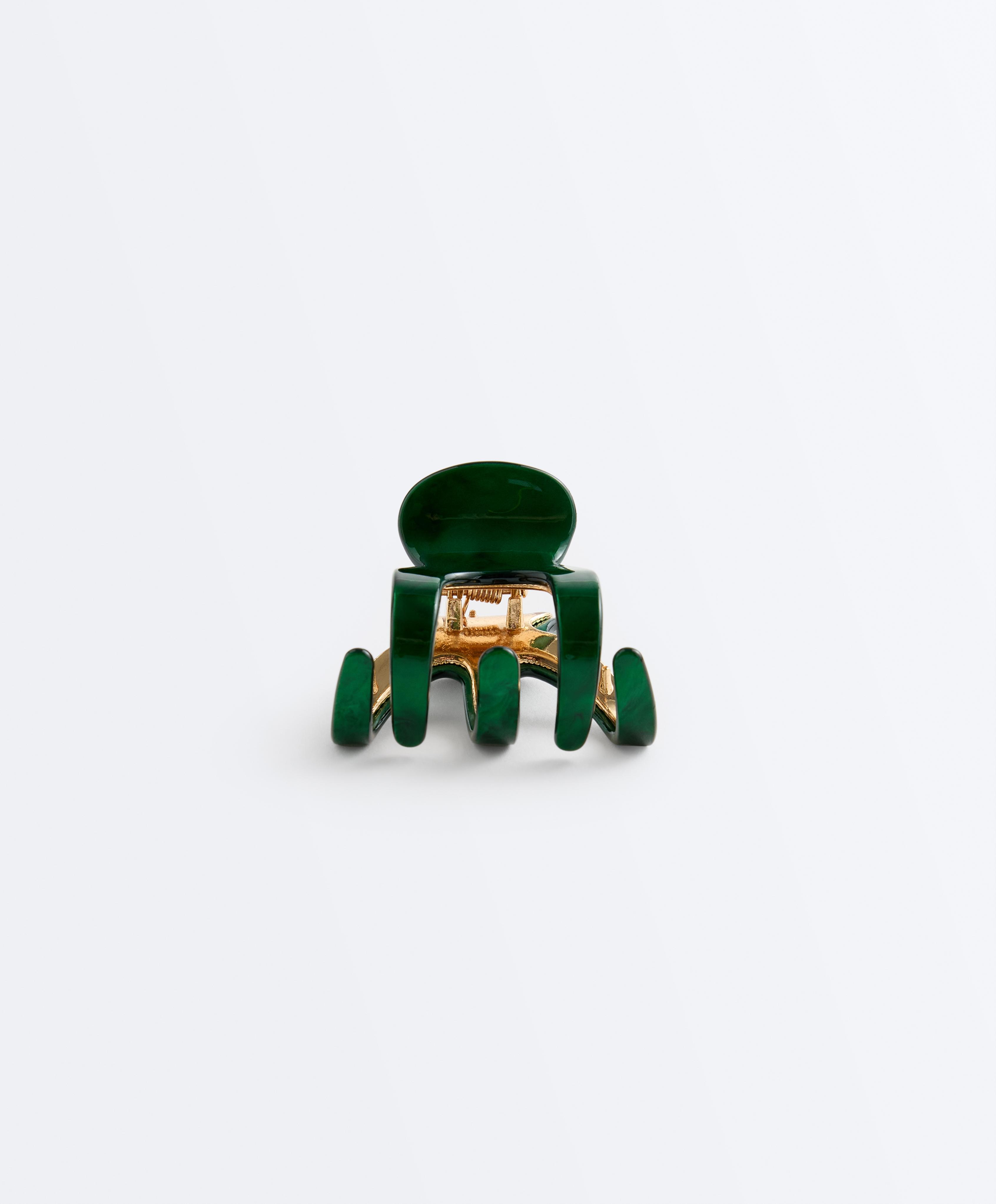 Medium metallic hair clip — DARK EMERALD