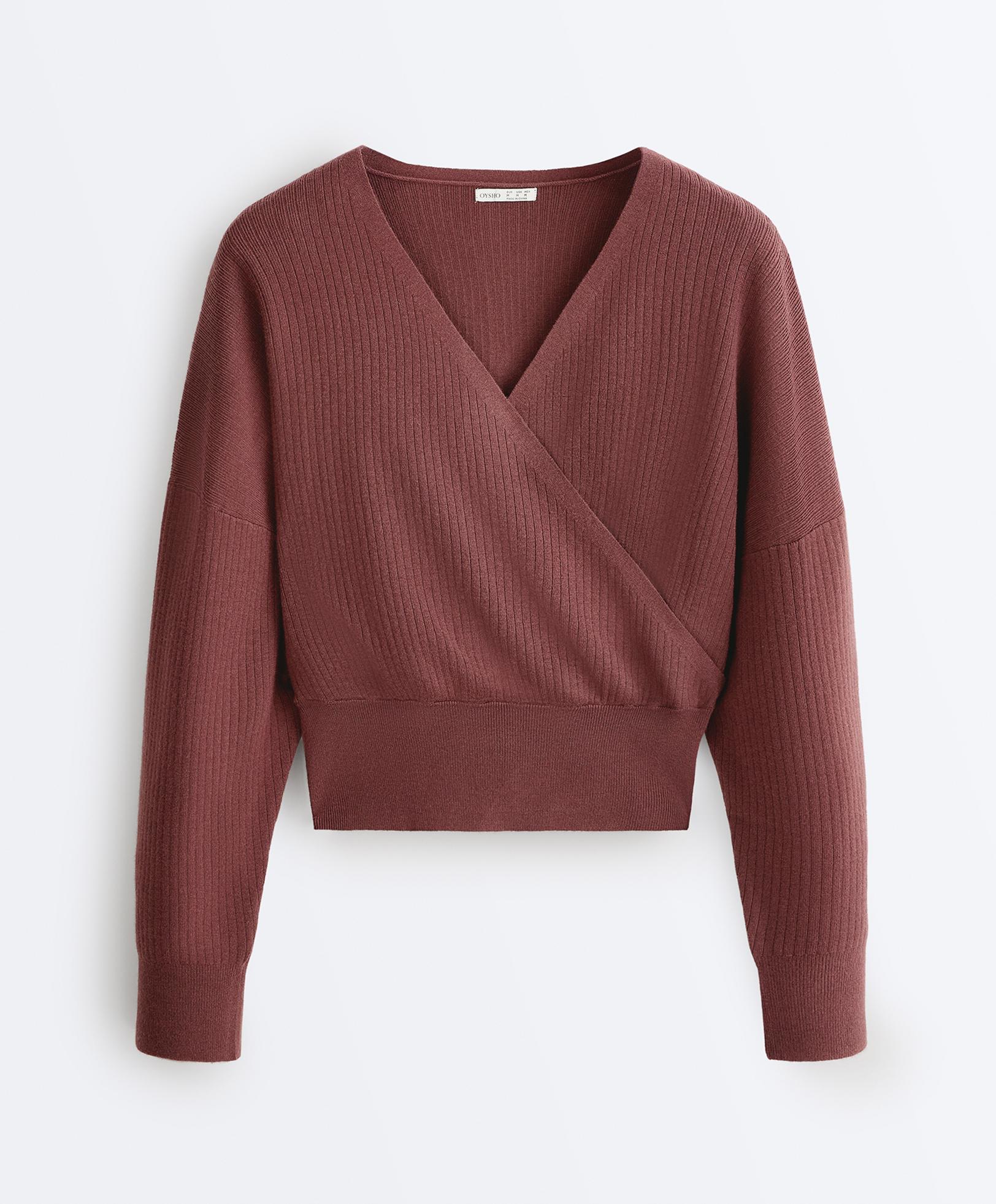 Wrap knit jumper — MAHOGANY