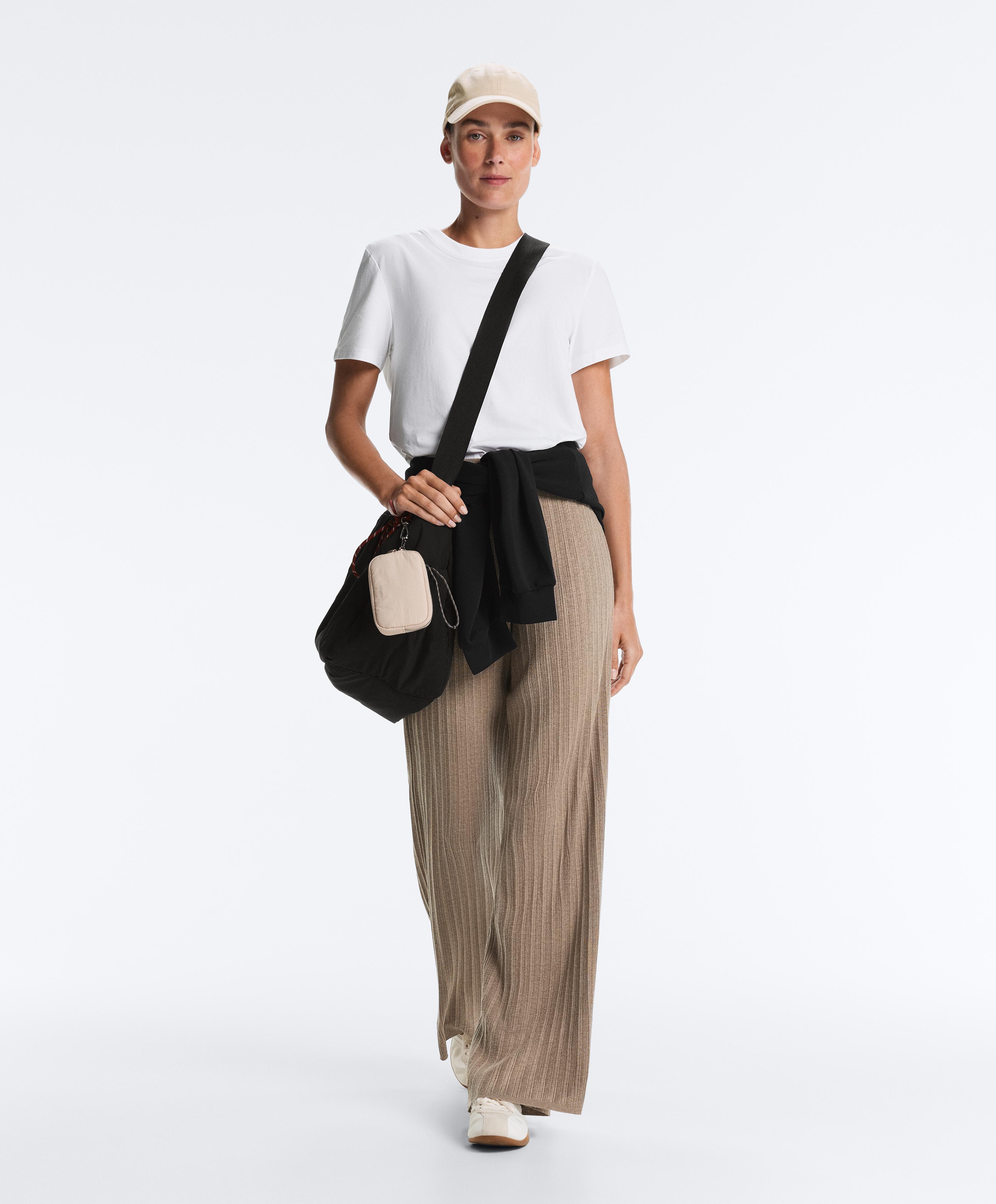 Rib-knit straight-leg trousers — DARK TAUPE