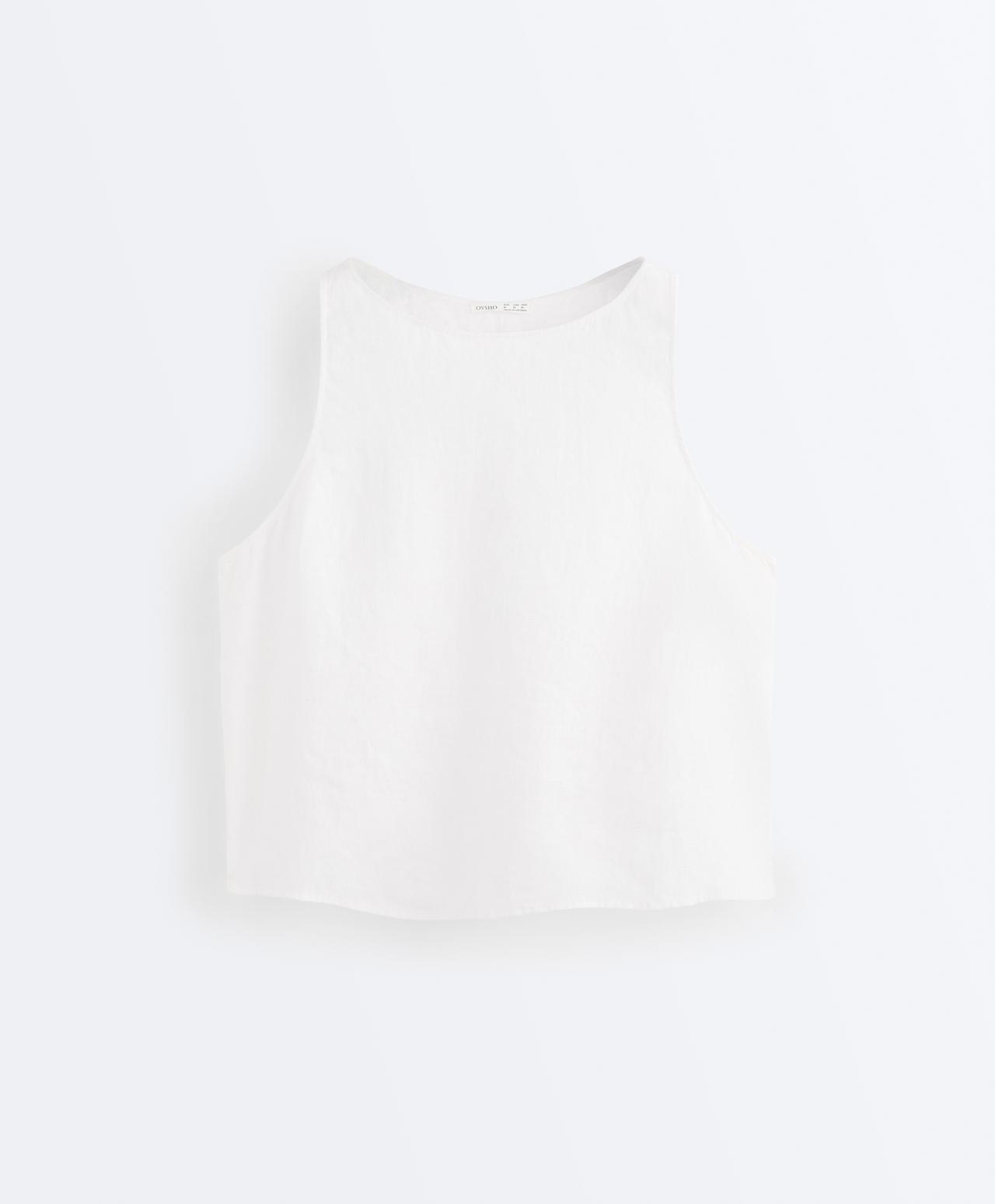 100% linen boxy top — WHITE 