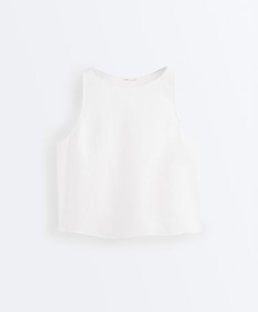 100% linen boxy top — WHITE  7