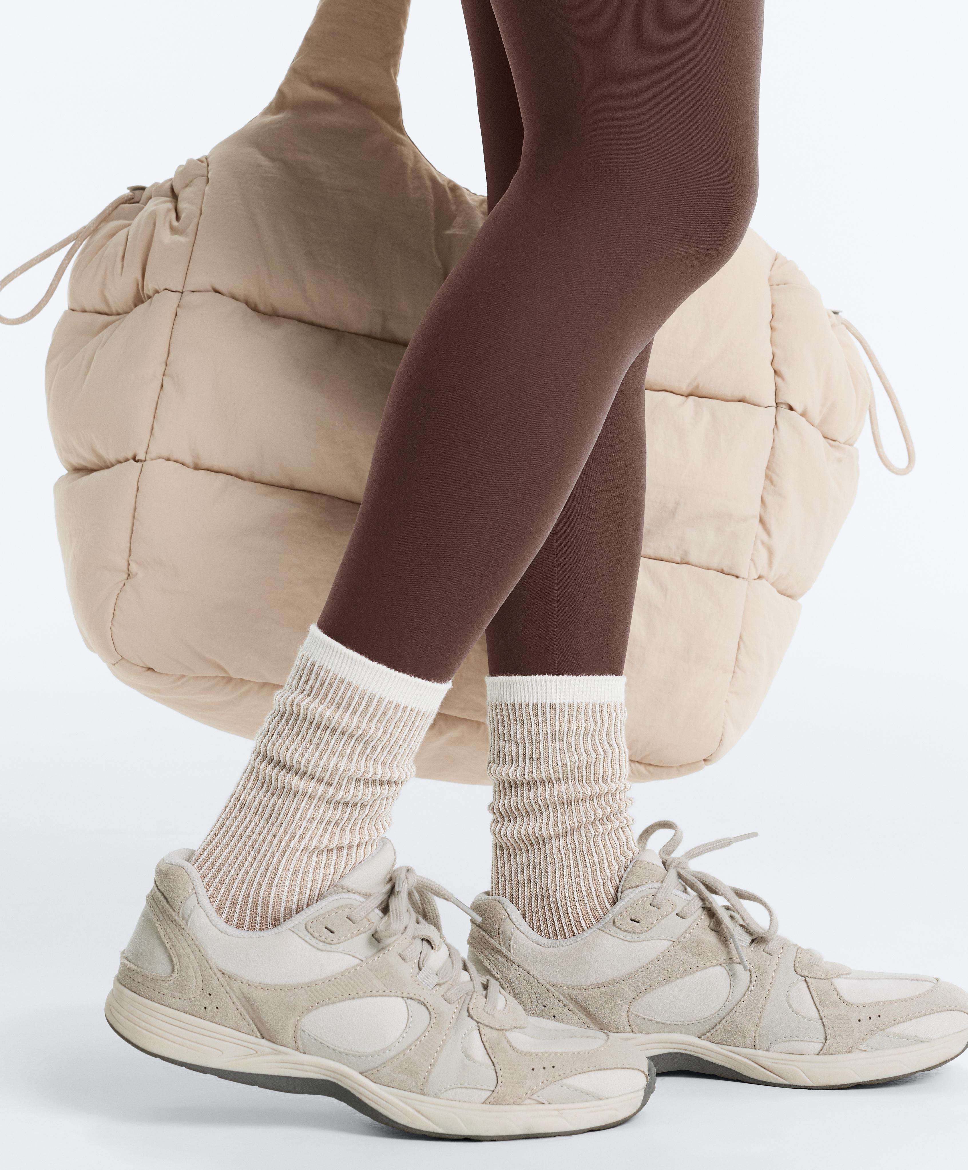 3 pairs of cotton blend classic textured socks — MINK