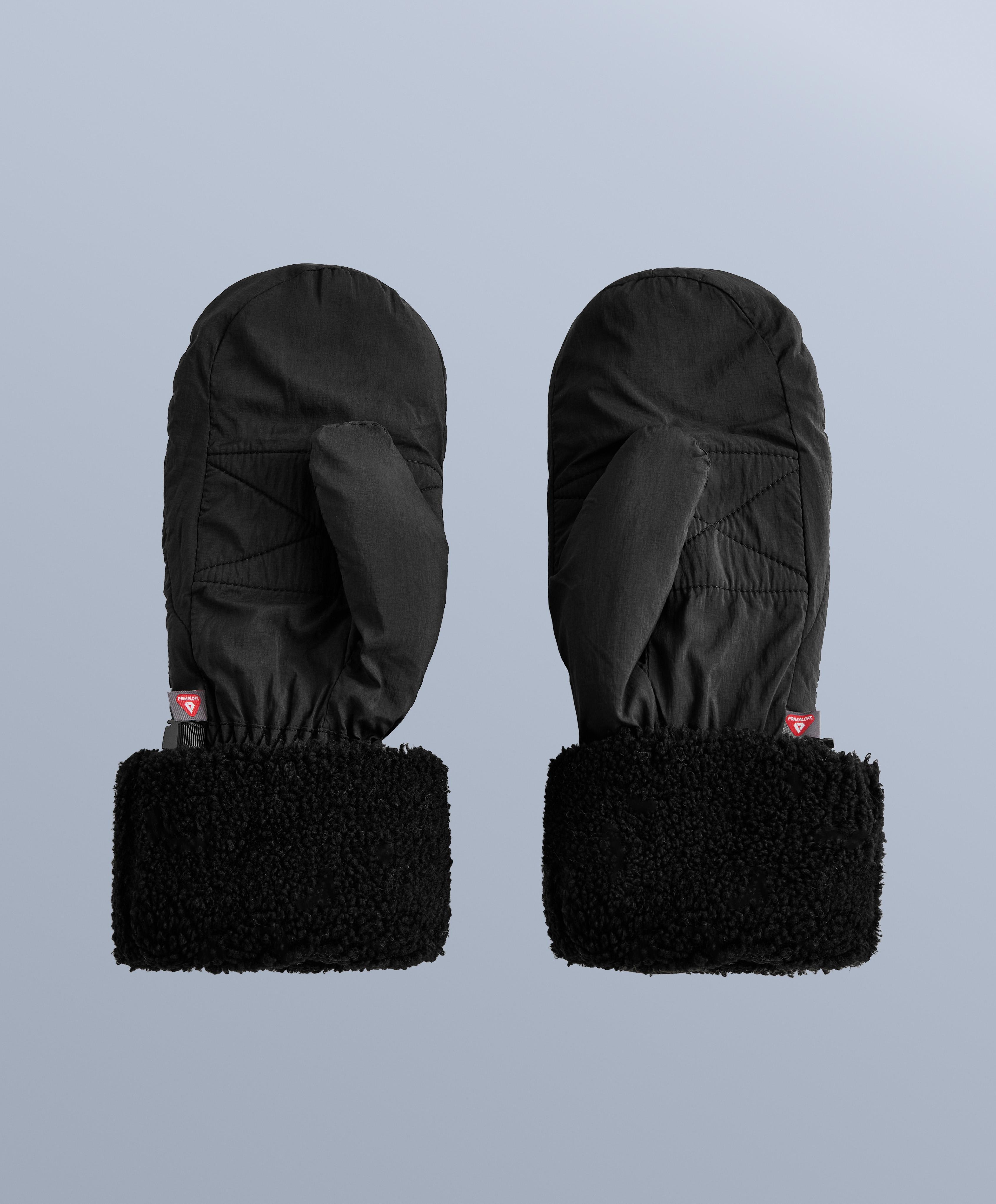 Padded faux-shearling mittens