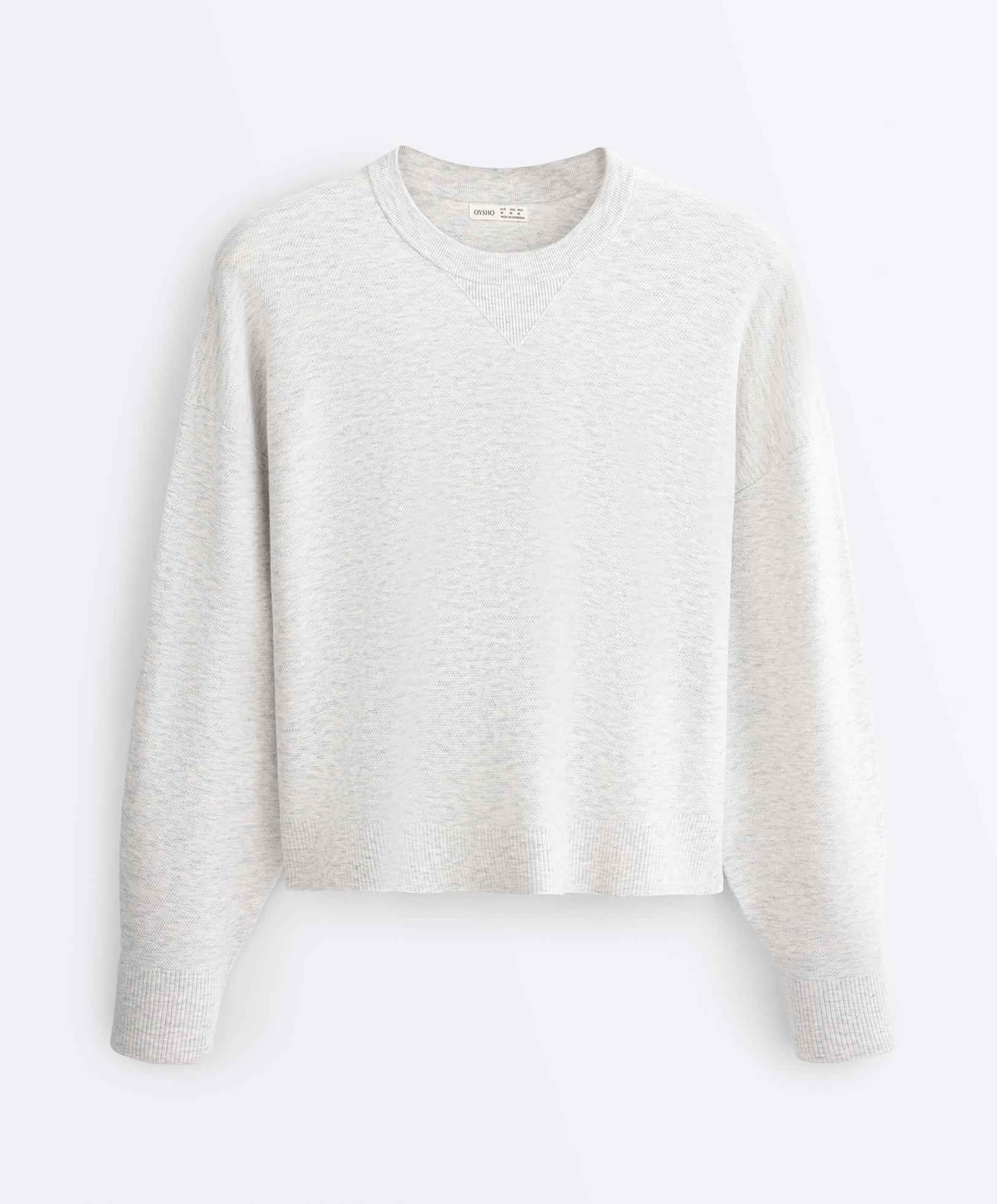 Knit crewneck jumper — PALE GREY MELANGE