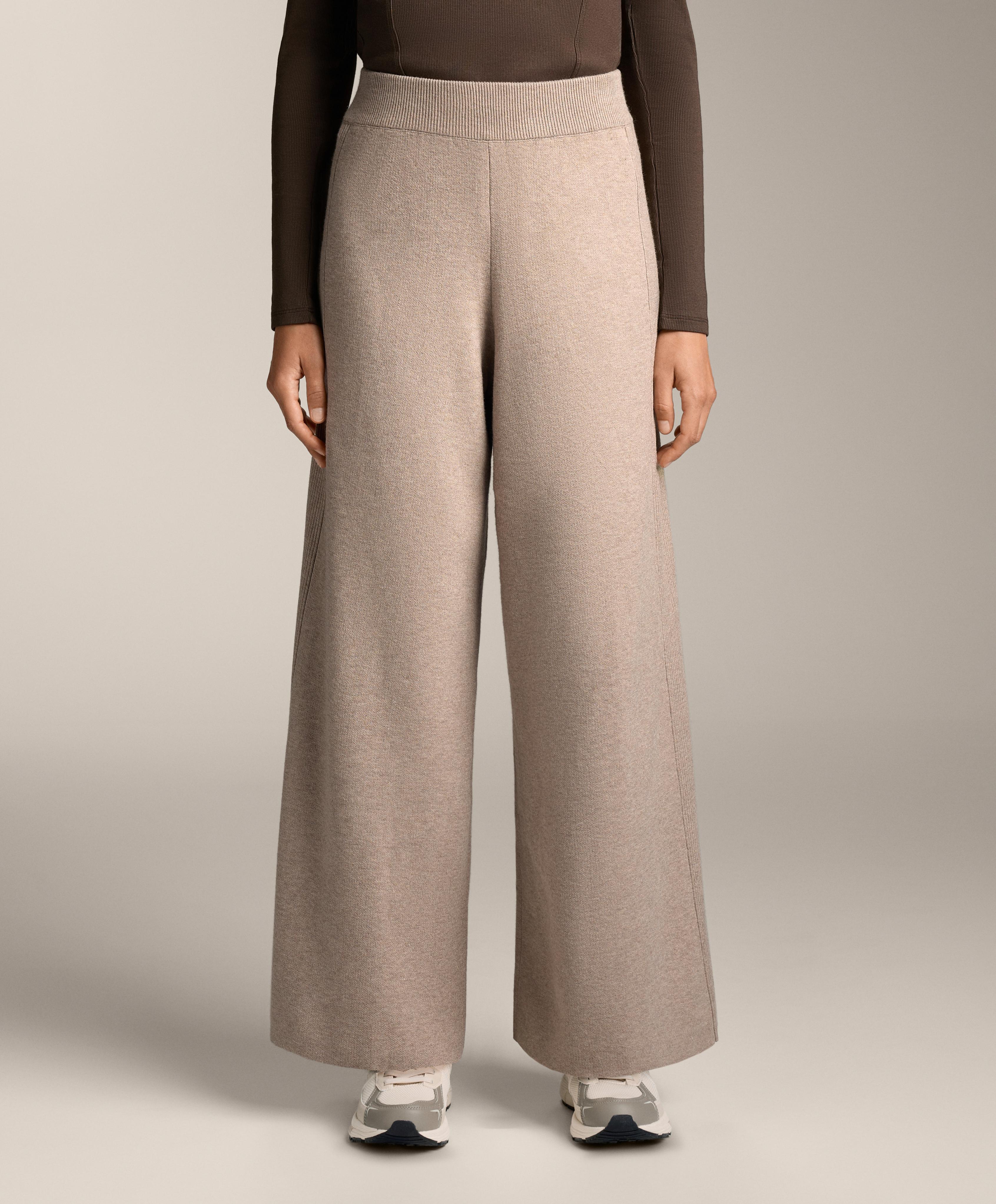 Wide leg knit trousers with side rib Wide leg knit trousers with side rib