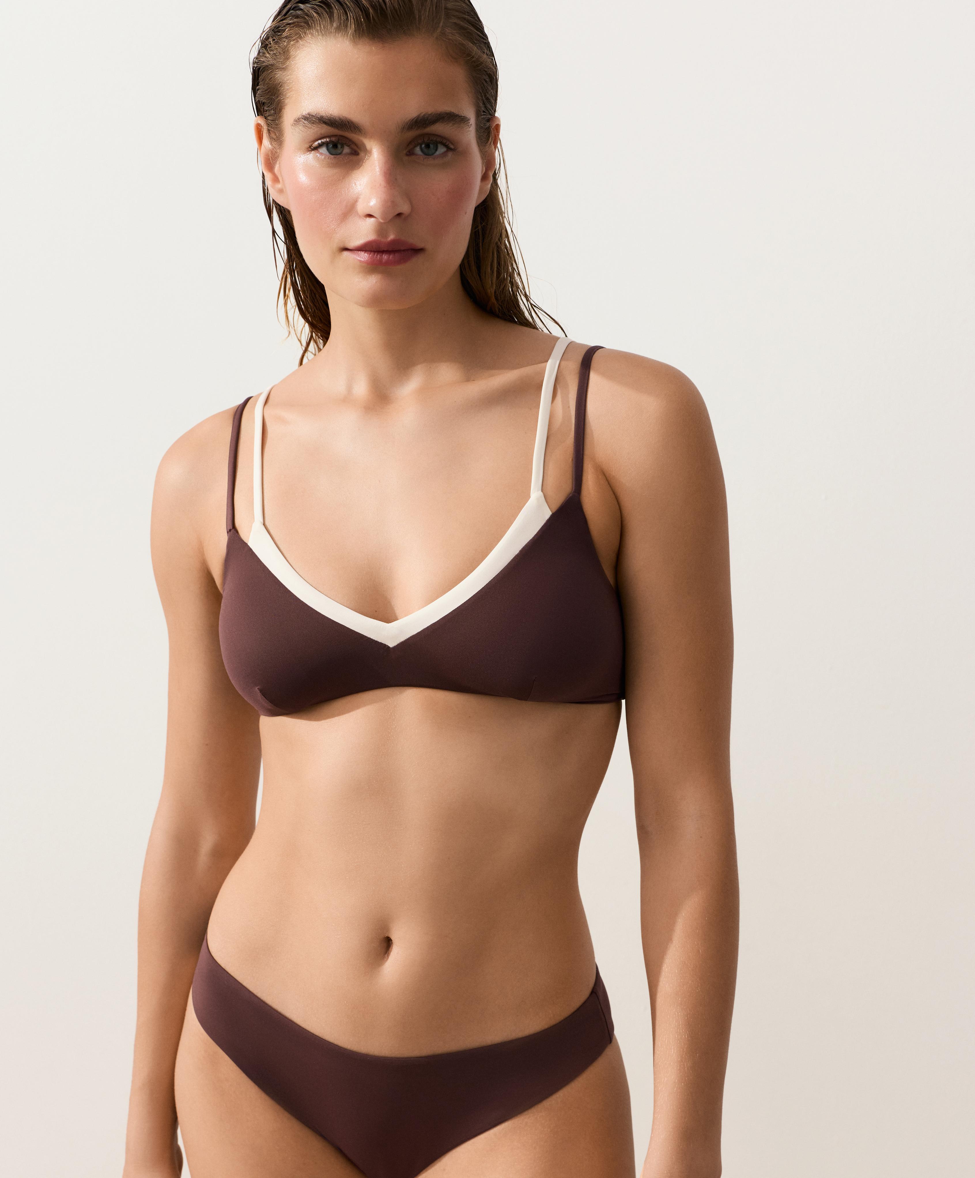 Double-effect bikini top — CHOCOLATE