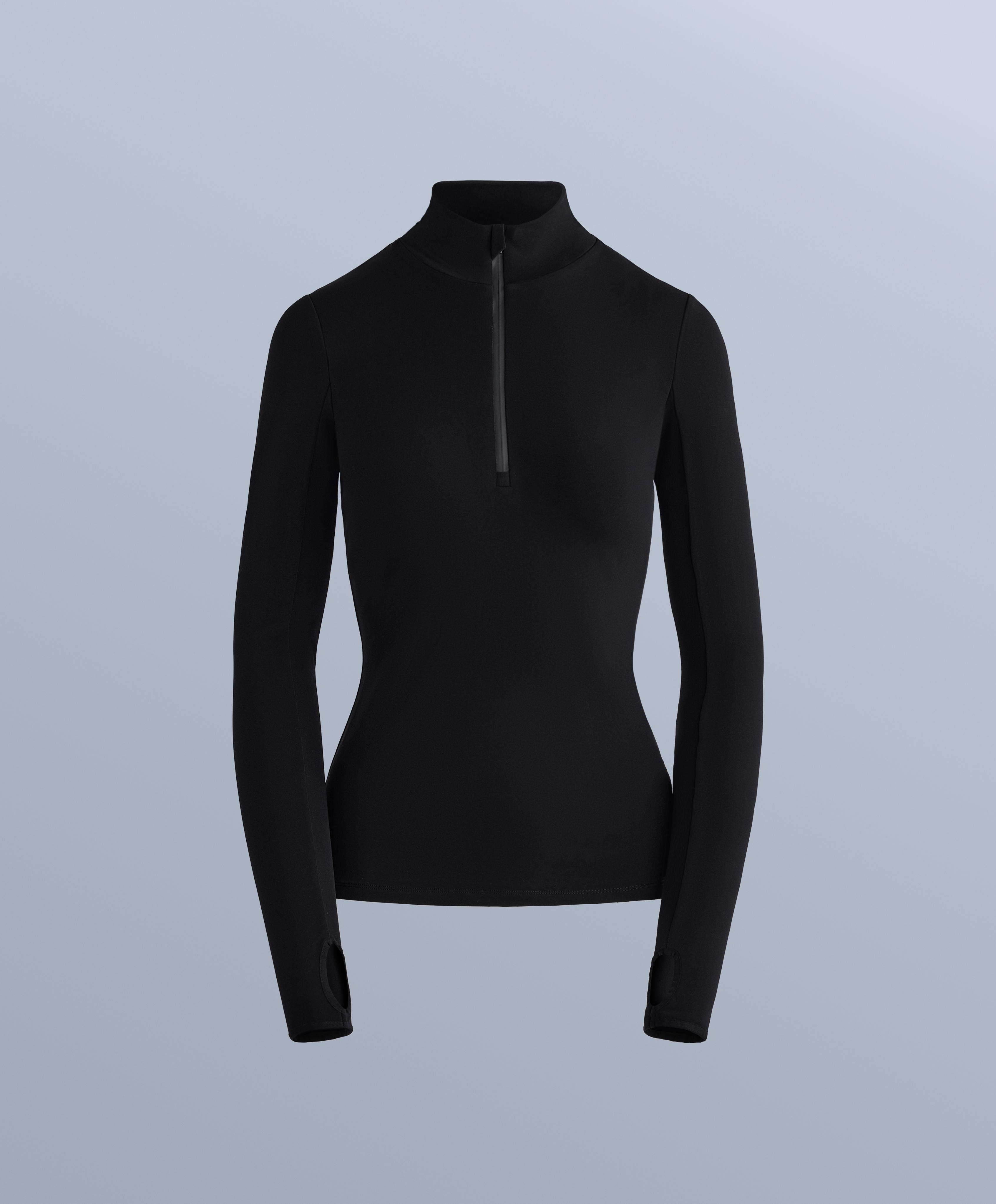 Thermal base layer half-zip top — BLACK