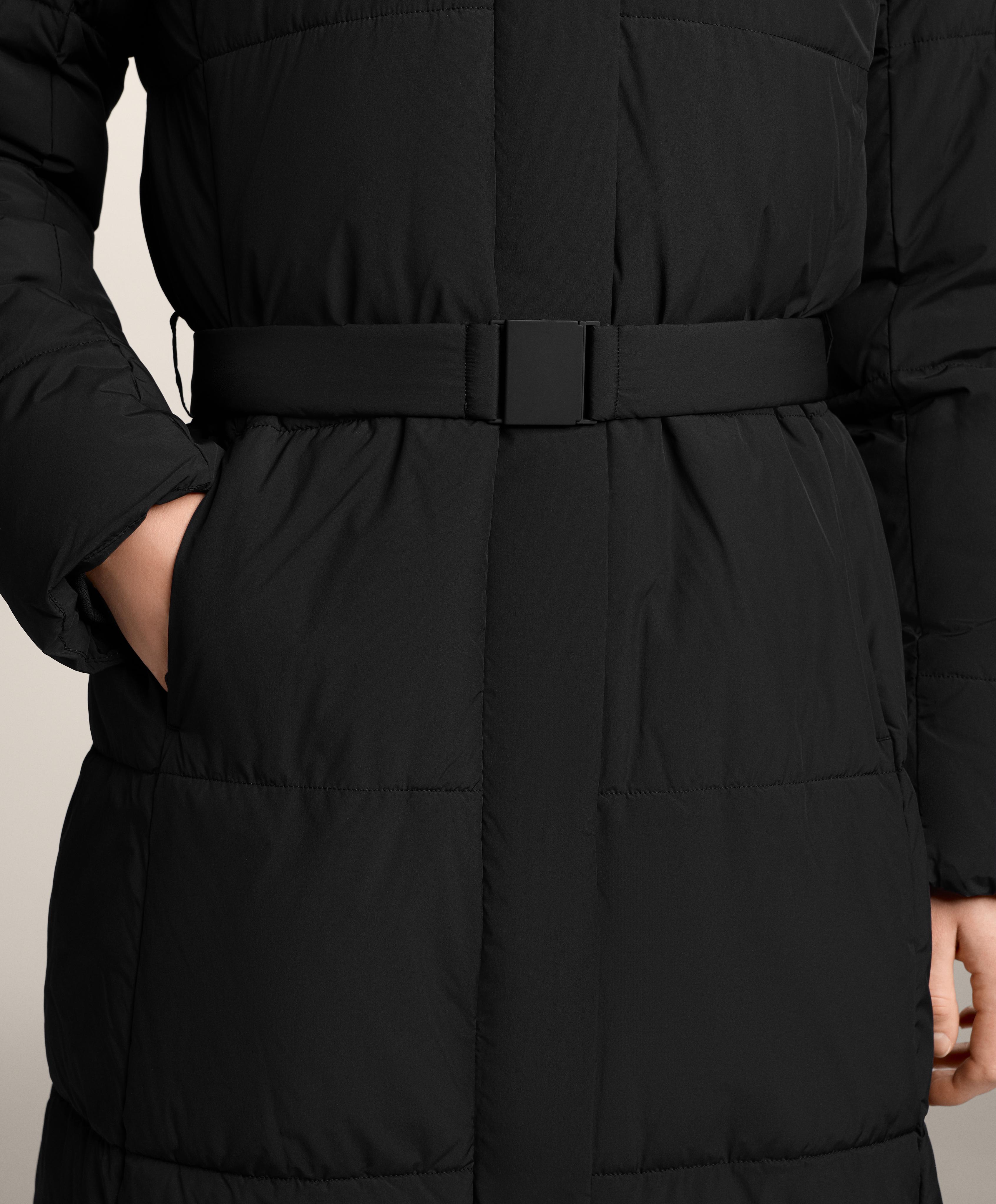 Primaloft® water-repellent long padded jacket — BLACK