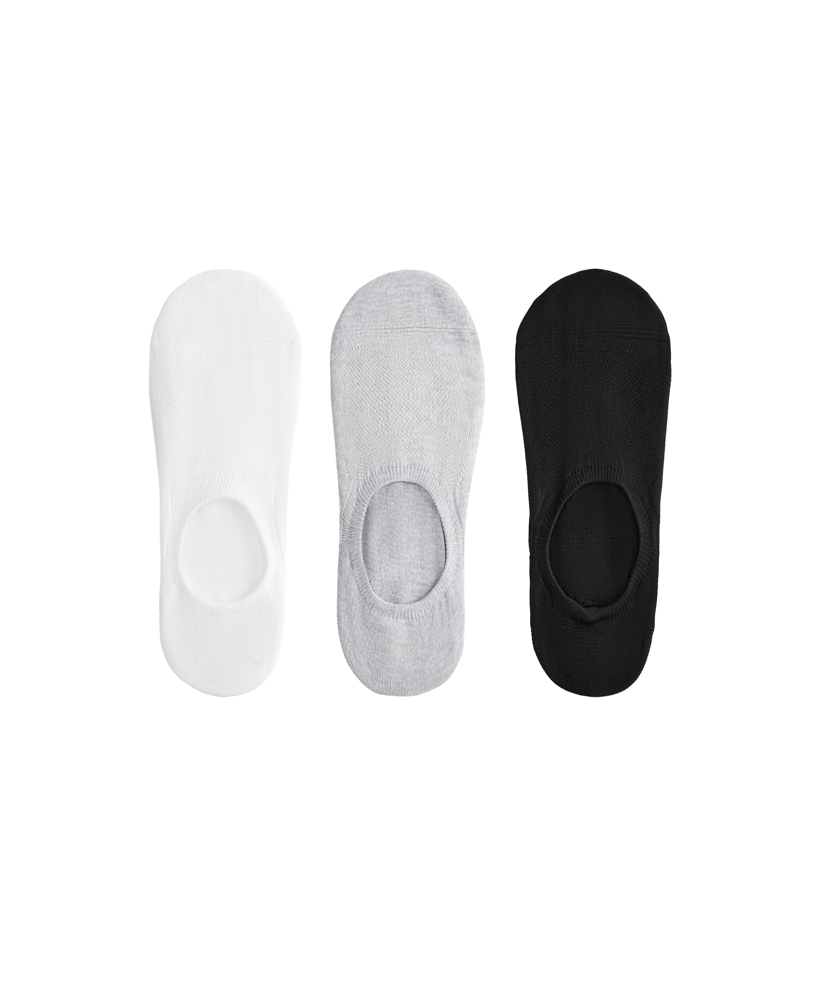 3-pack high-cut polyamide blend invisible trainer socks — MID-GREY MELANGE