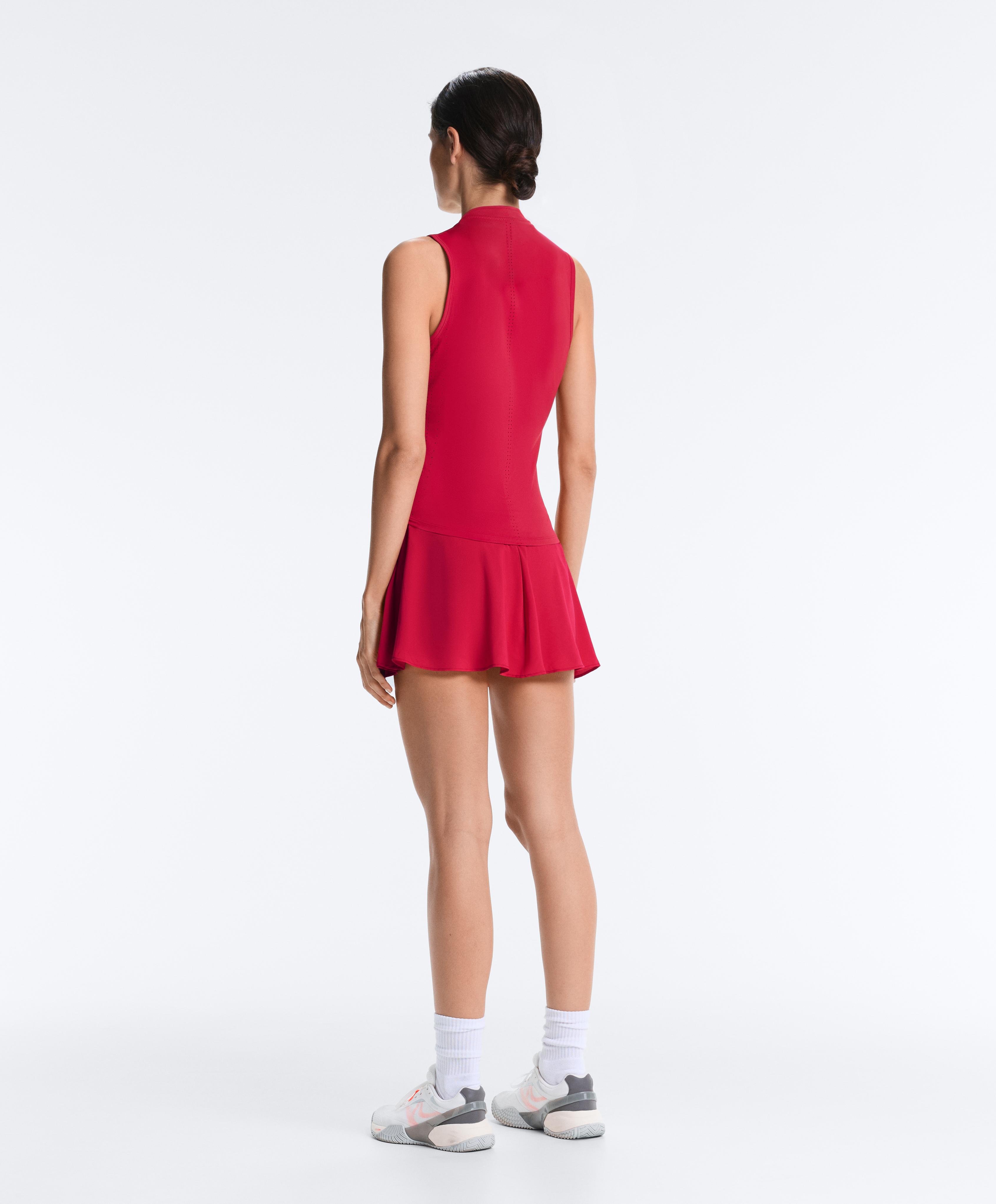 Technical sleeveless T-shirt with half zip — RED