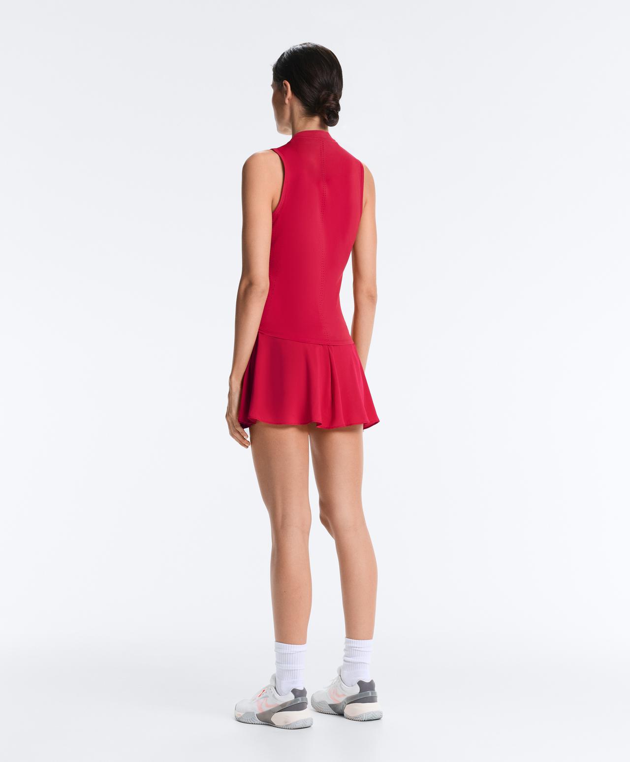Technical sleeveless T-shirt with half zip — RED