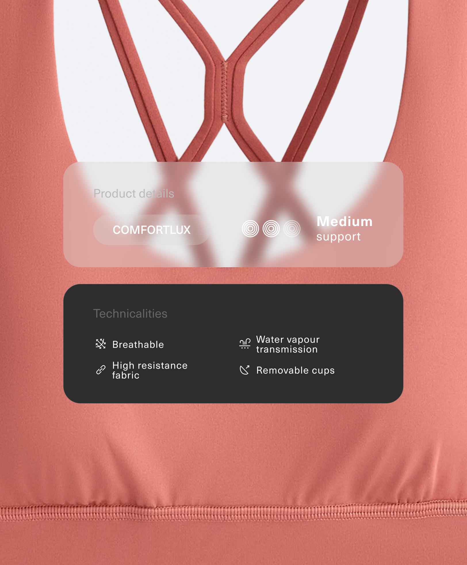 Medium-support Comfortlux sports bra with cups