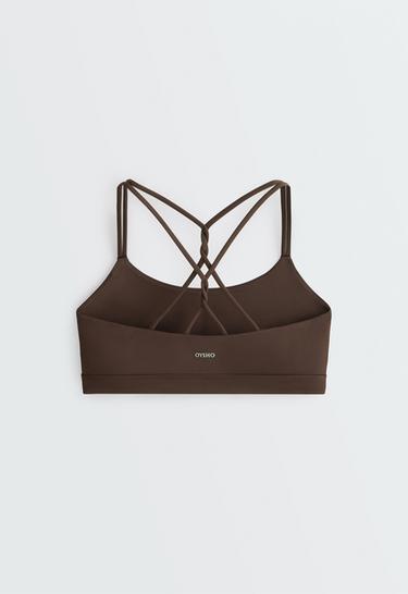 Comfortlux low-support crossover strap sports bra — DARK BROWN 8