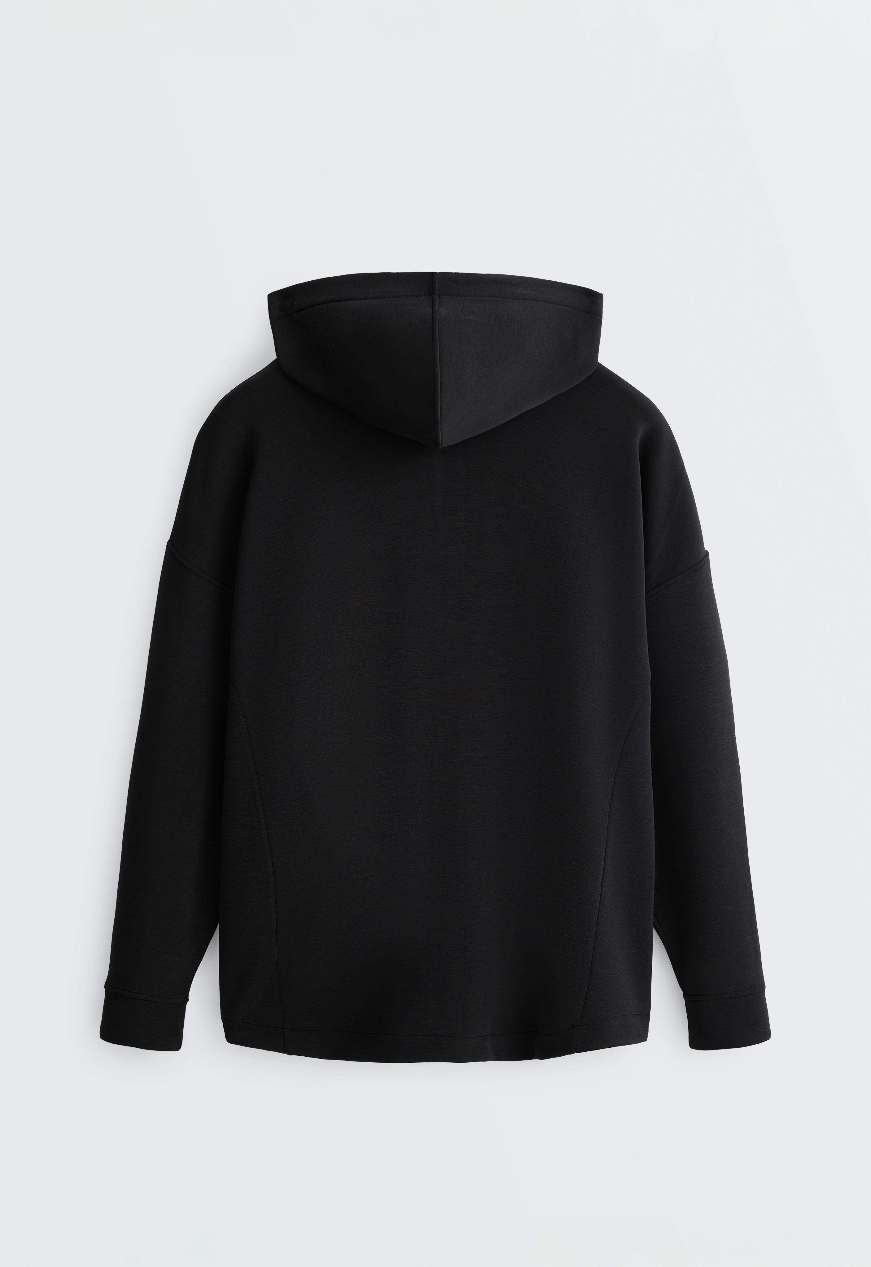 Long soft touch jacket with modal — BLACK
