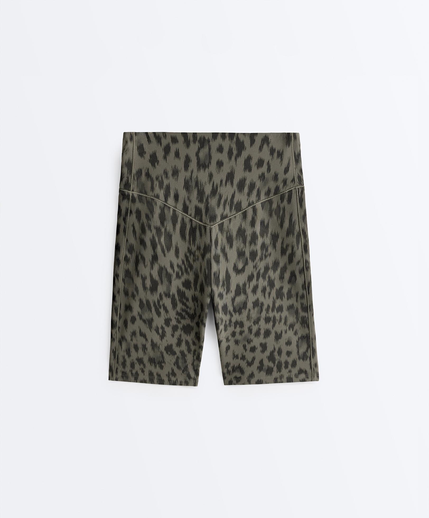 Evermove high-rise 20cm leopard print cycle leggings — DARK KHAKI