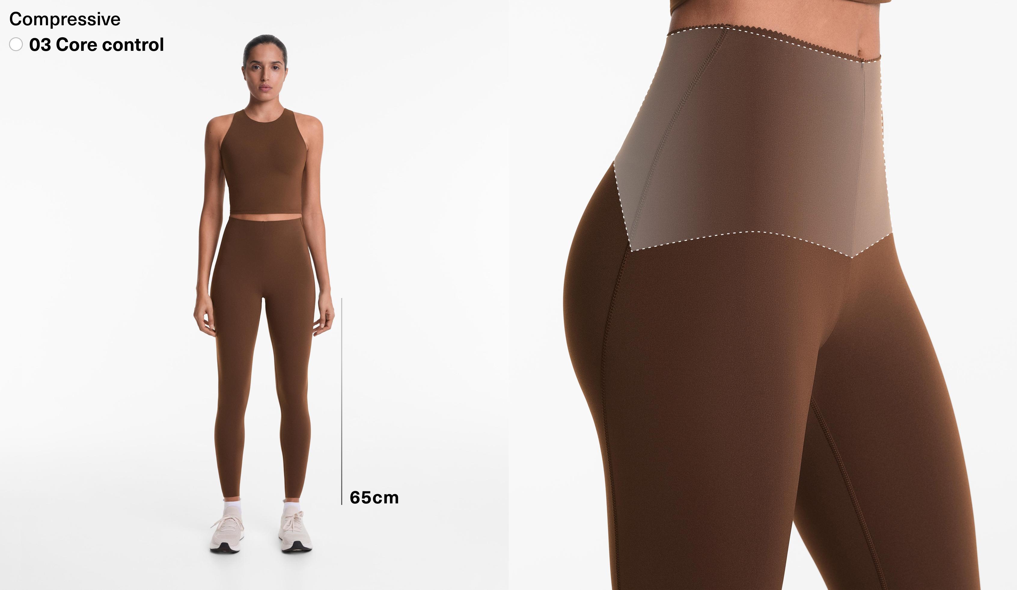 Compressive core control ankle-length leggings