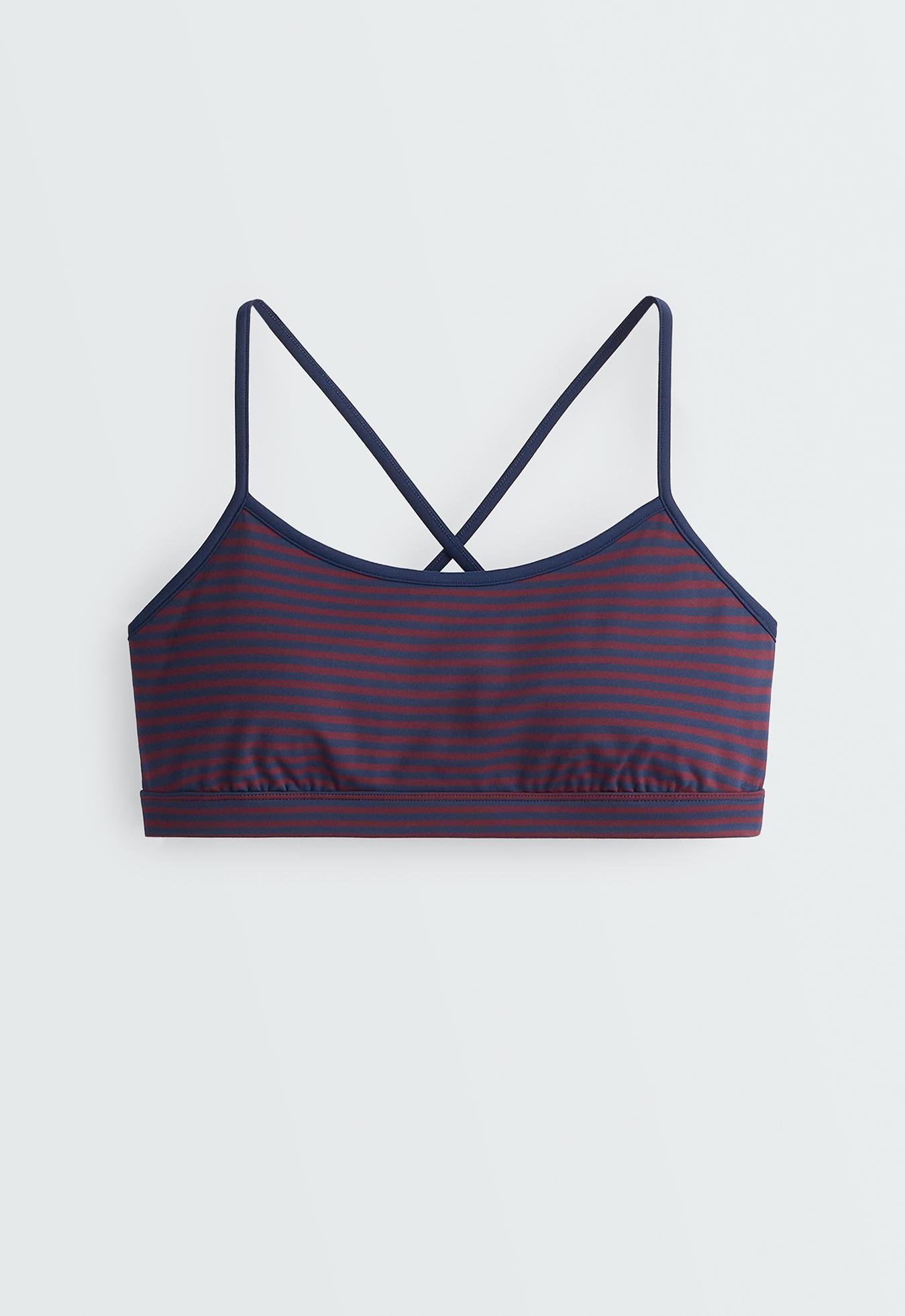 Low-support striped Comfortlux sports bra — STRAWBERRY