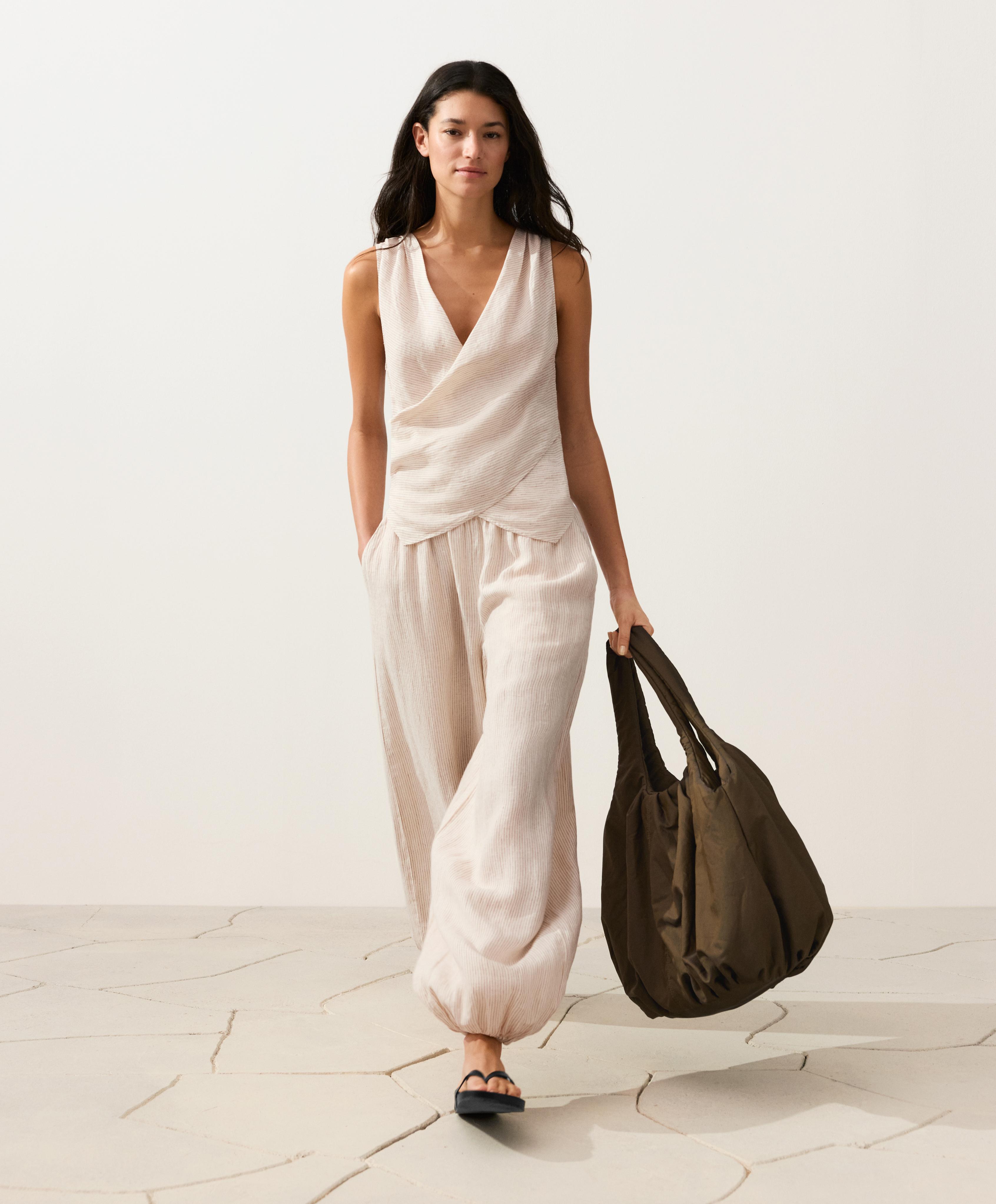 توب متداخل 100% من الكتان