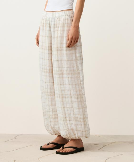 Keten ve liyosel karışımlı bloomer pantolon