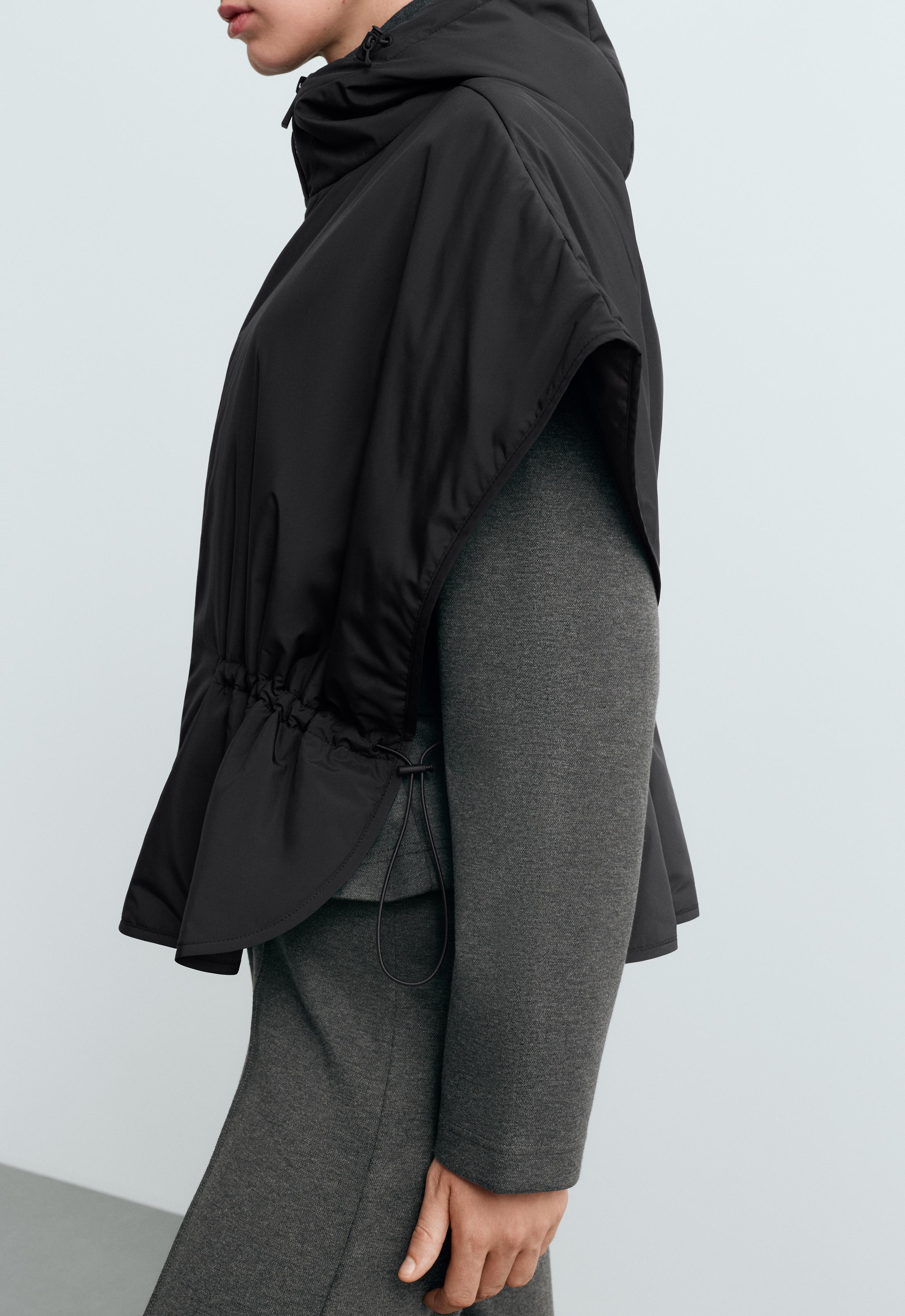Cape-style padded gilet — BLACK