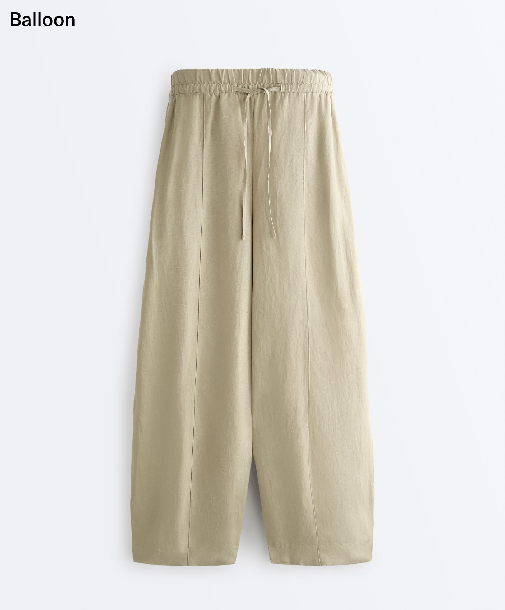 Balloon trousers lyocell blend and 24% linen with seams