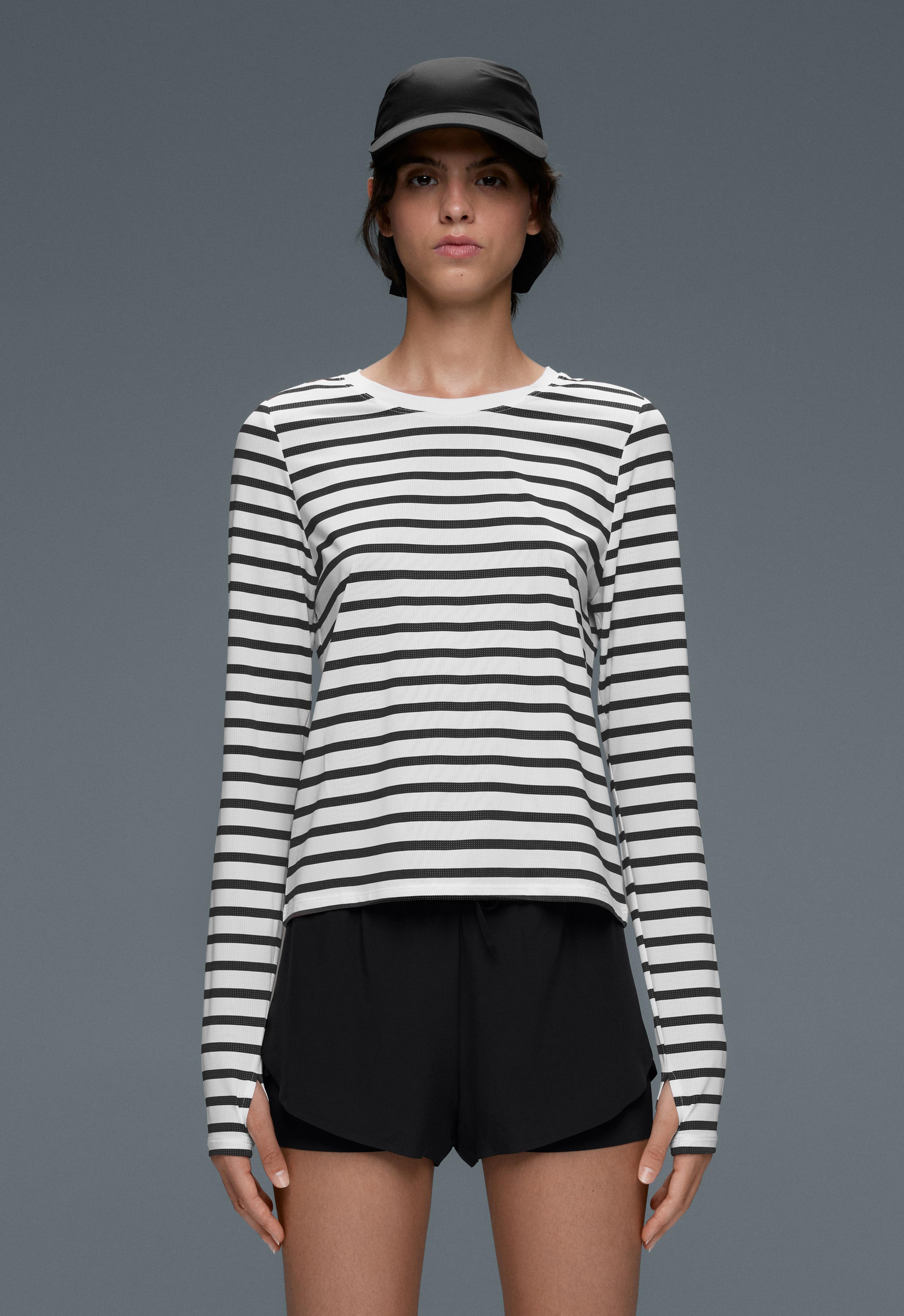 Technisch gestreept T-shirt met lange mouwen