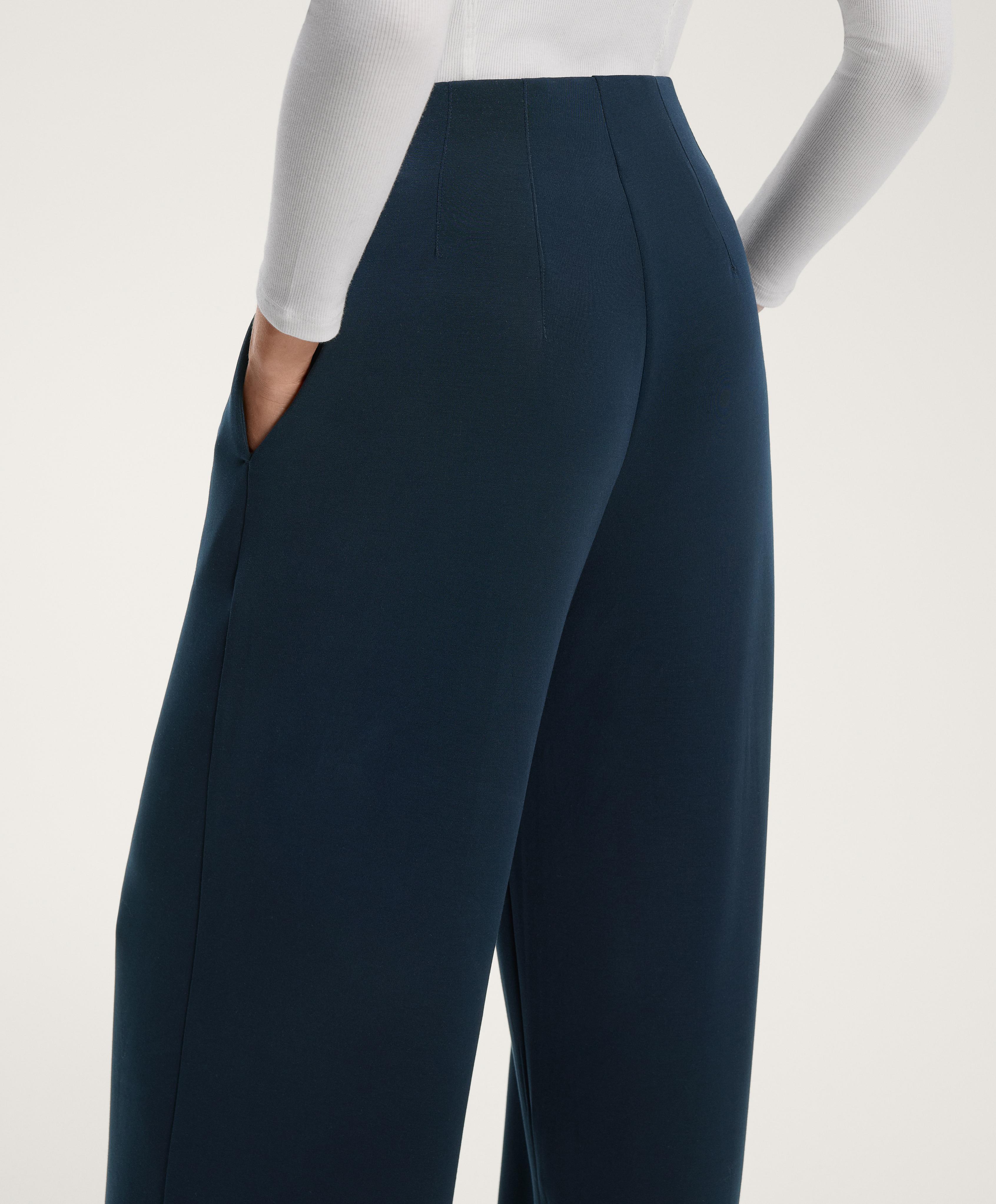 Straight-leg trousers with modal and crease — NAVY BLUE