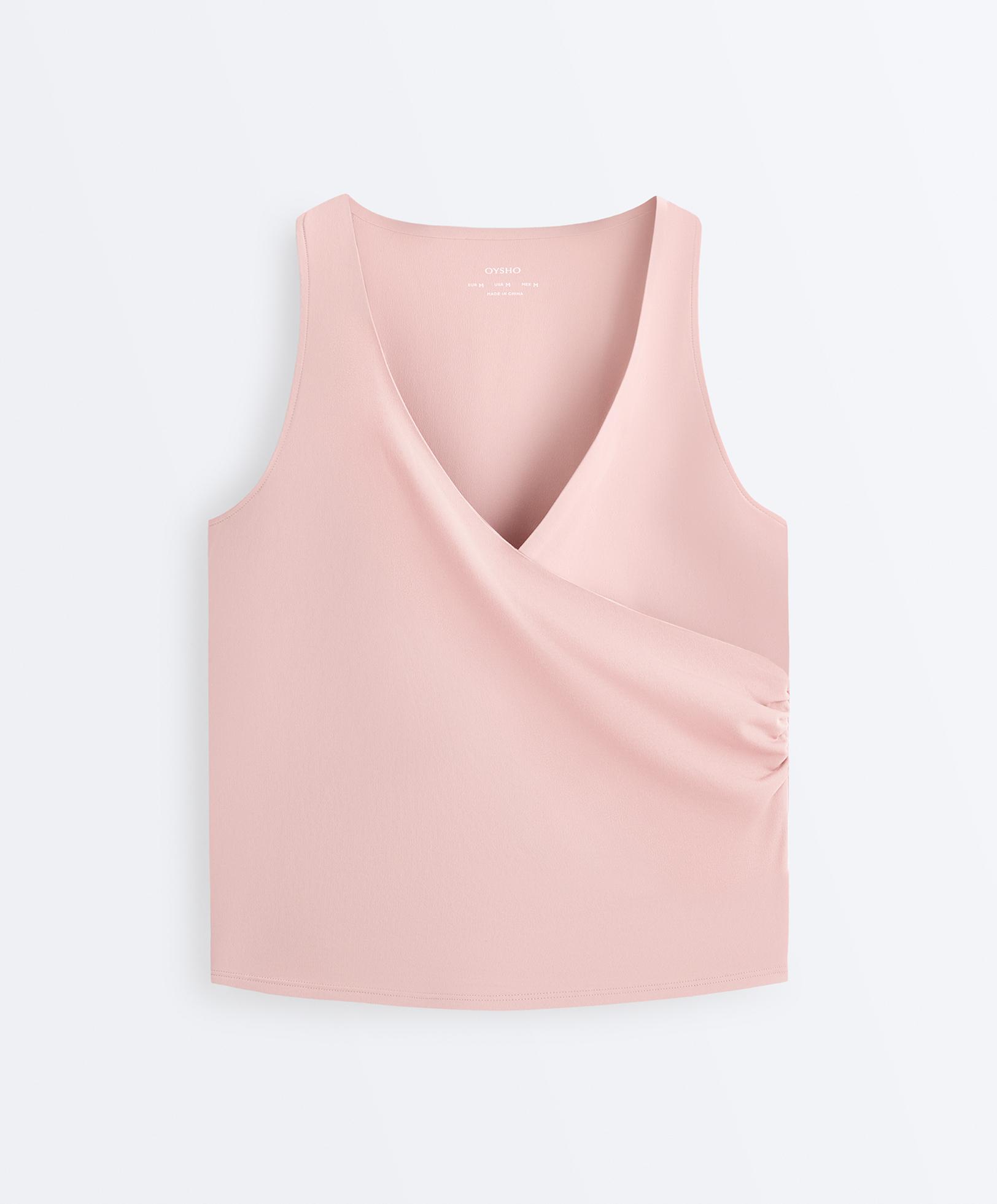 Cross-over sleeveless Comfortlux T-shirt — NUDE PINK