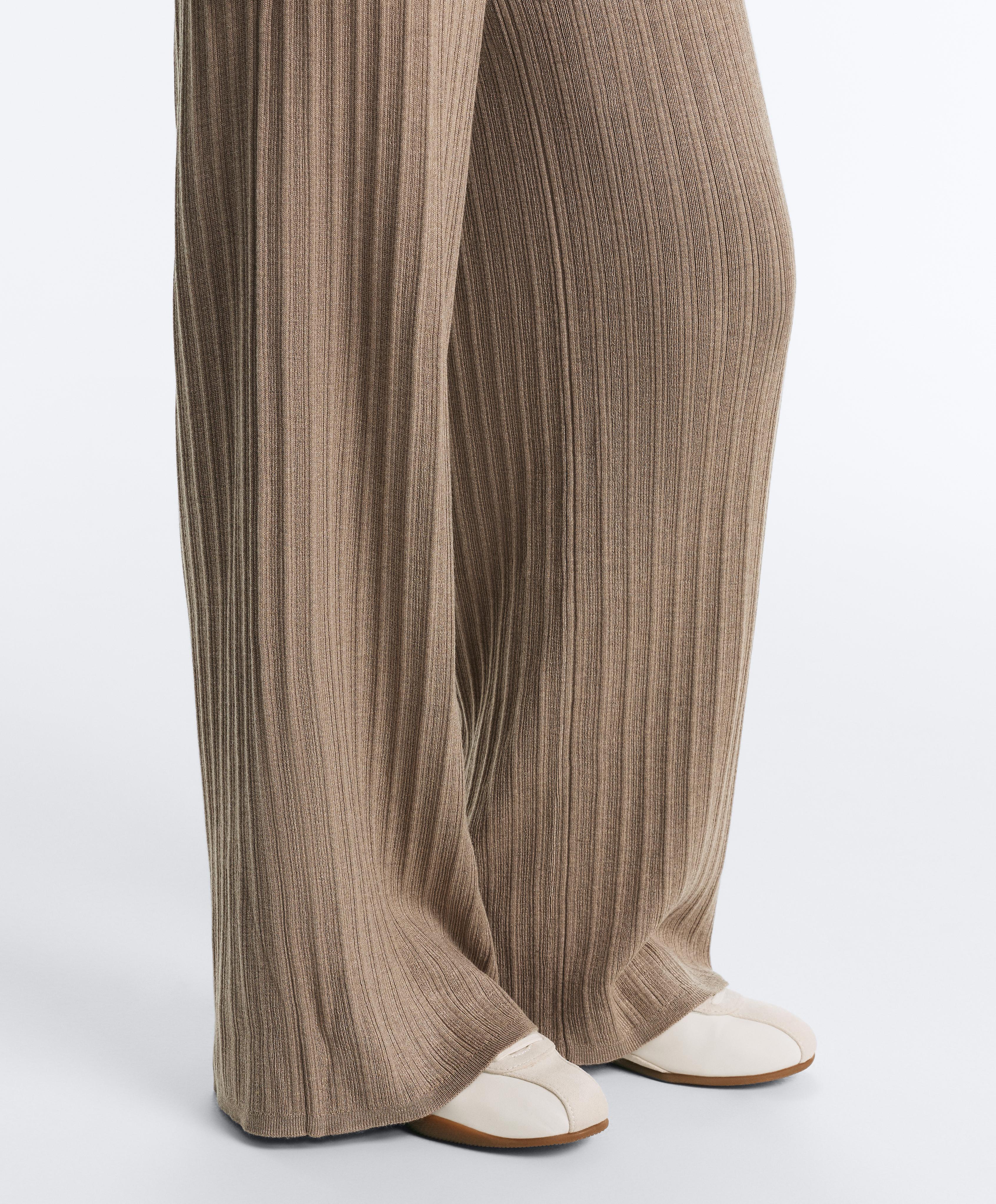 Rib-knit straight-leg trousers — DARK TAUPE