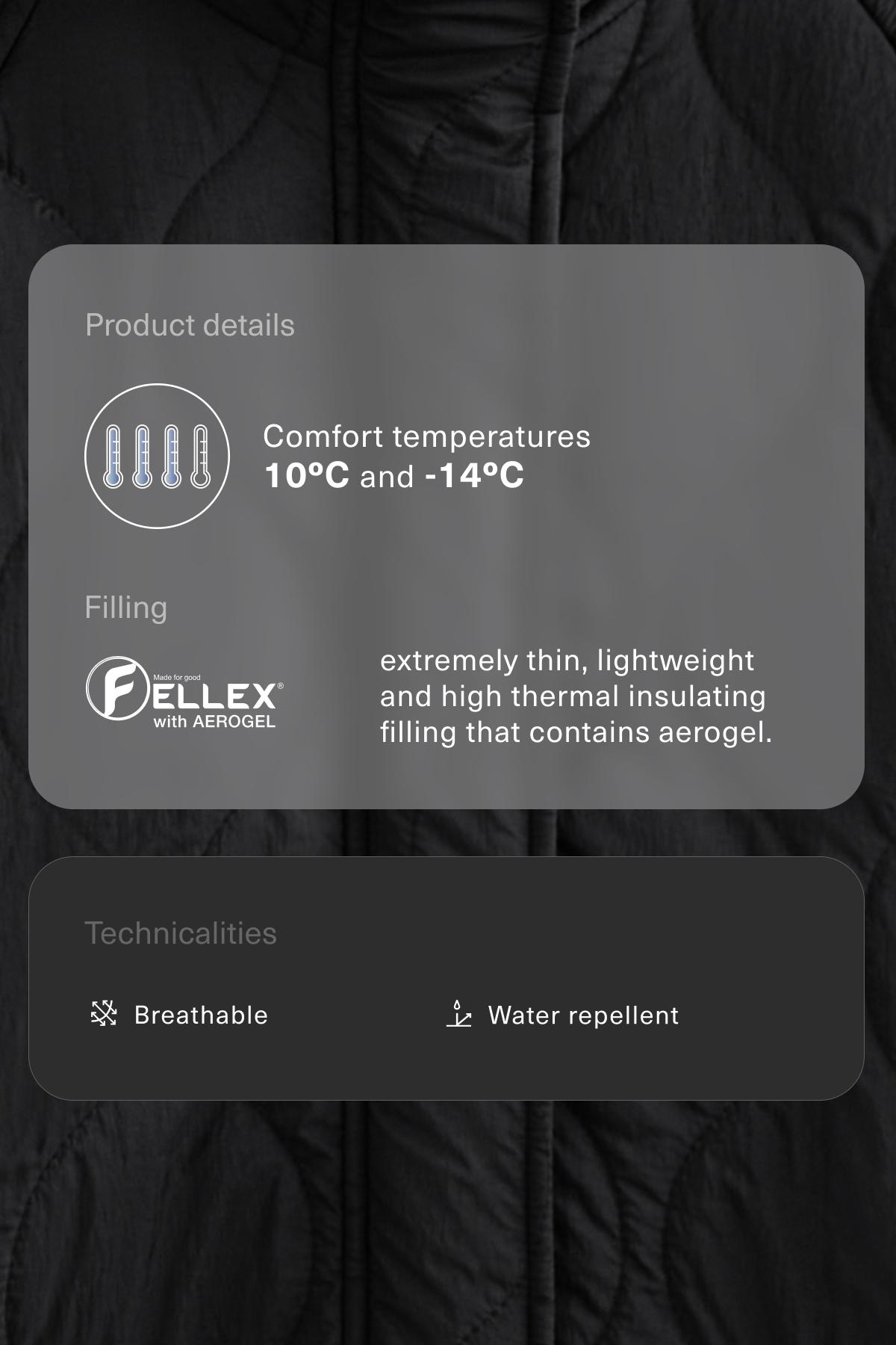 Water-repellent FELLEX® AEROGEL padded jacket — BLACK