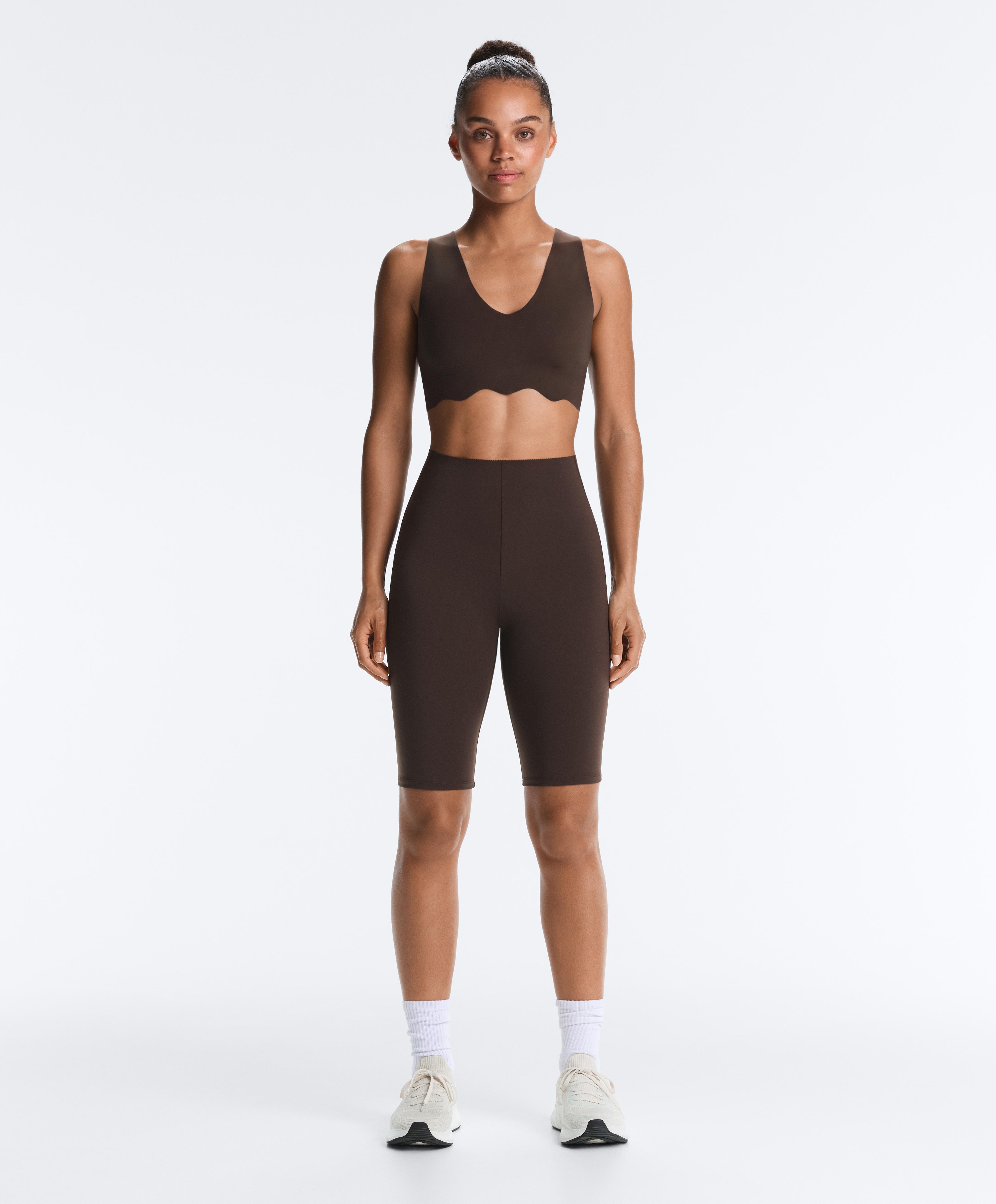 High rise Compressive core control 25cm cycle leggings — DARK REDDISH‑BROWN