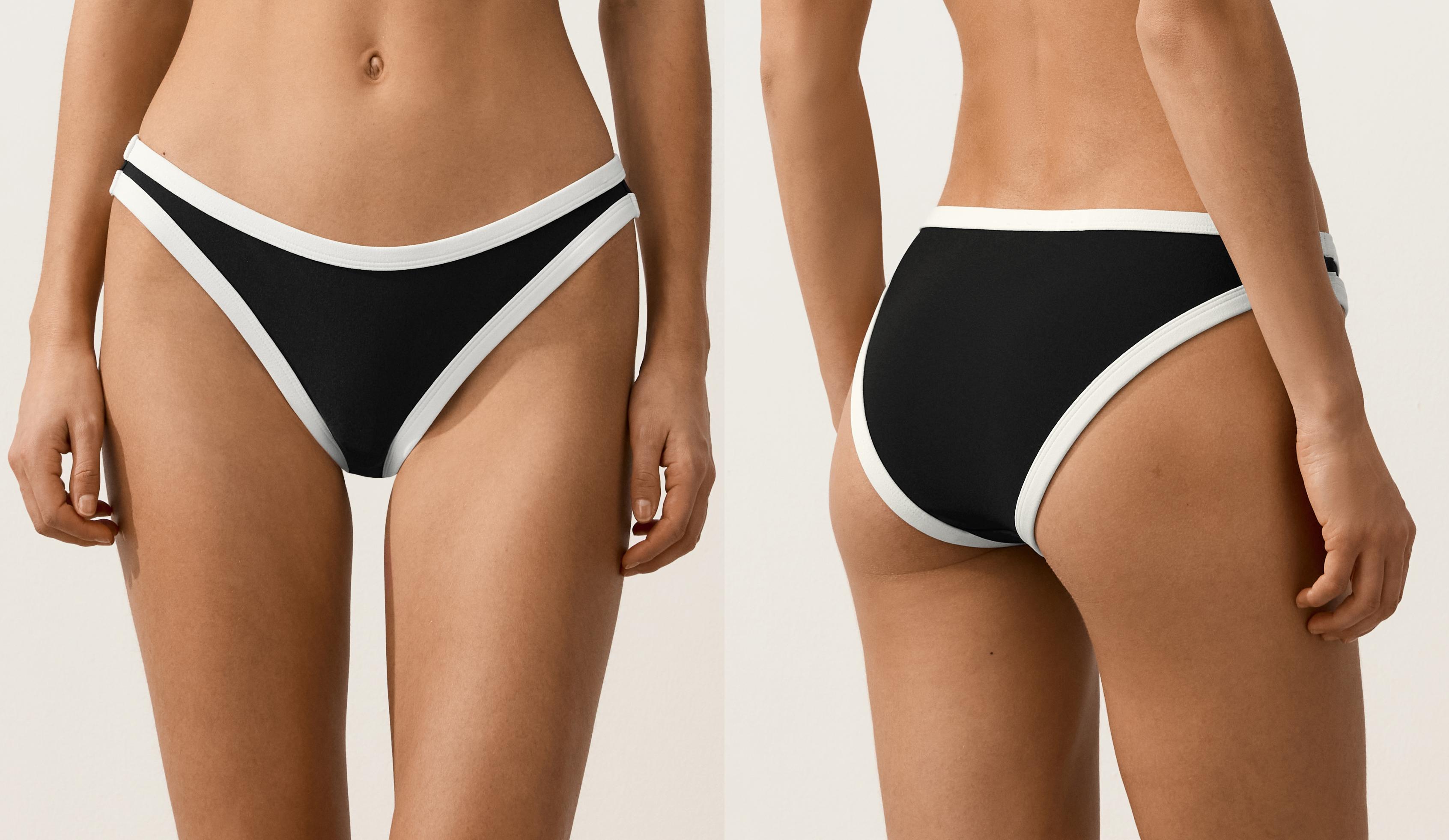 Contrast trim classic bikini briefs — BLACK