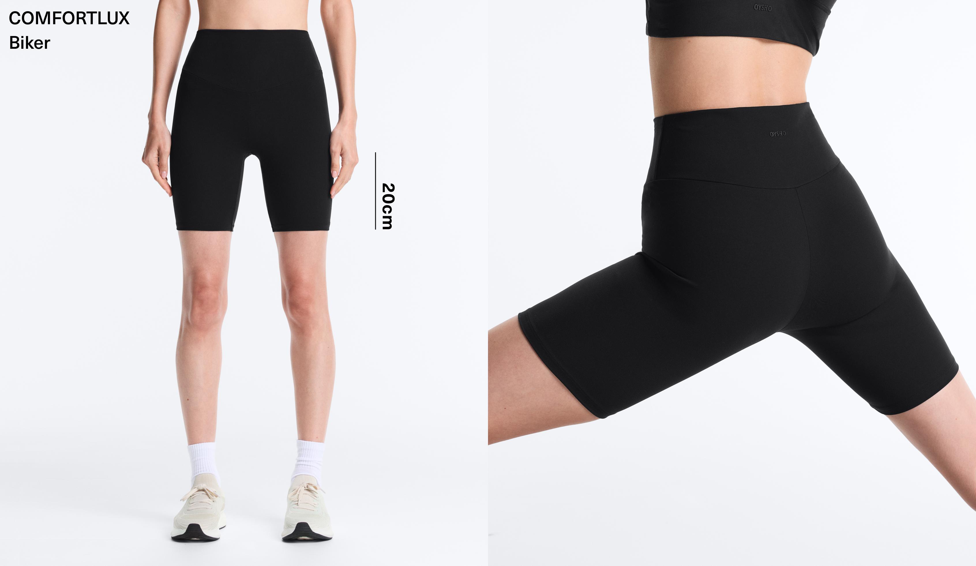 Comfortlux high-rise 20cm biker leggings — BLACK