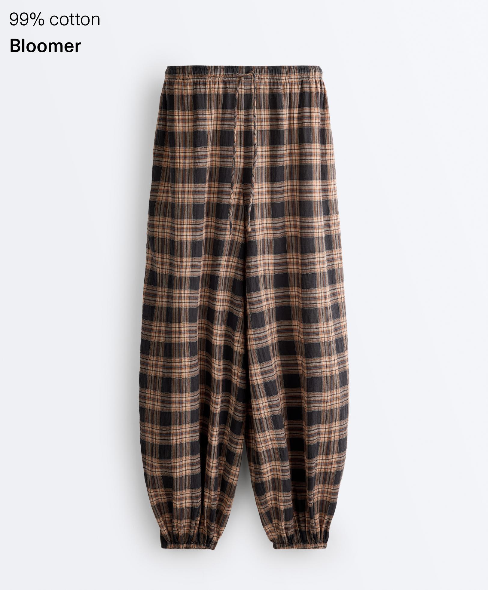Check cotton-blend bloomer trousers — WASHED BLACK