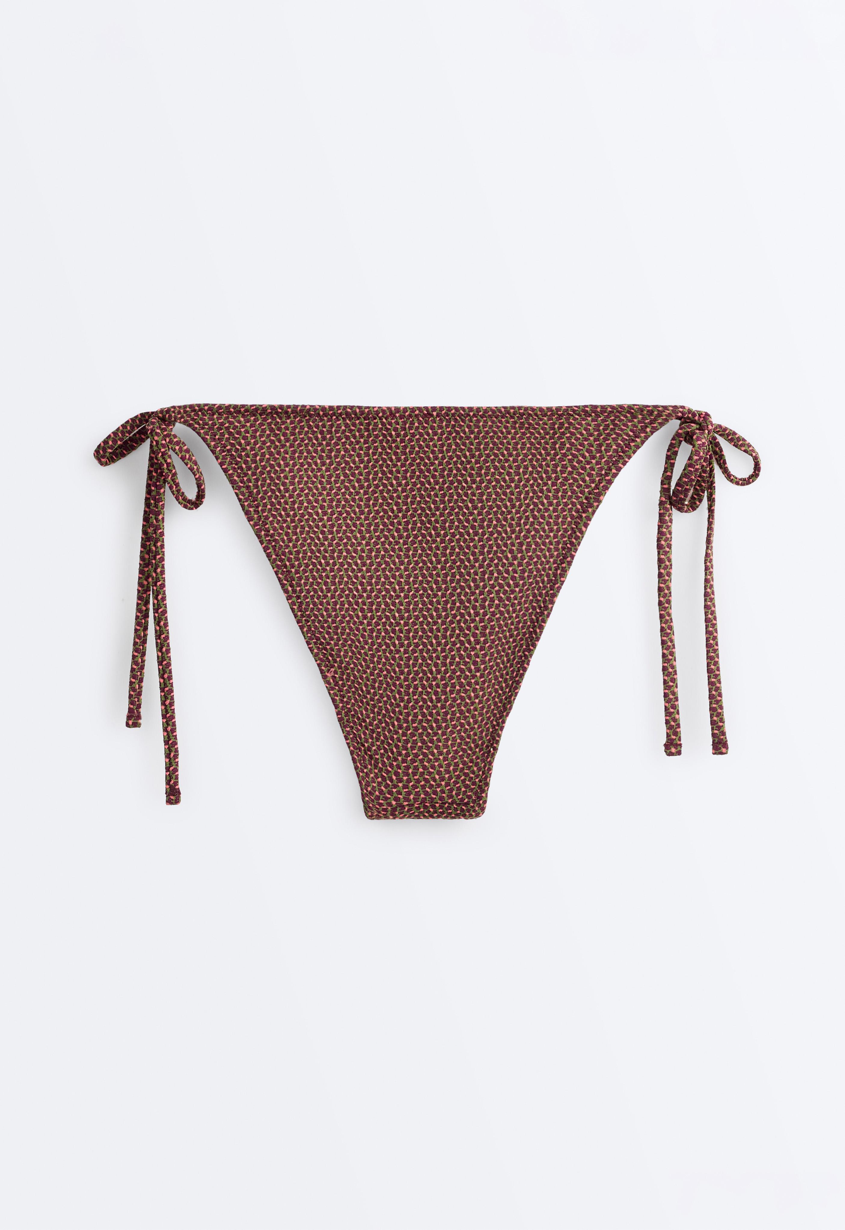 Medium-coverage geometric tie bikini briefs — LIGHT KHAKI