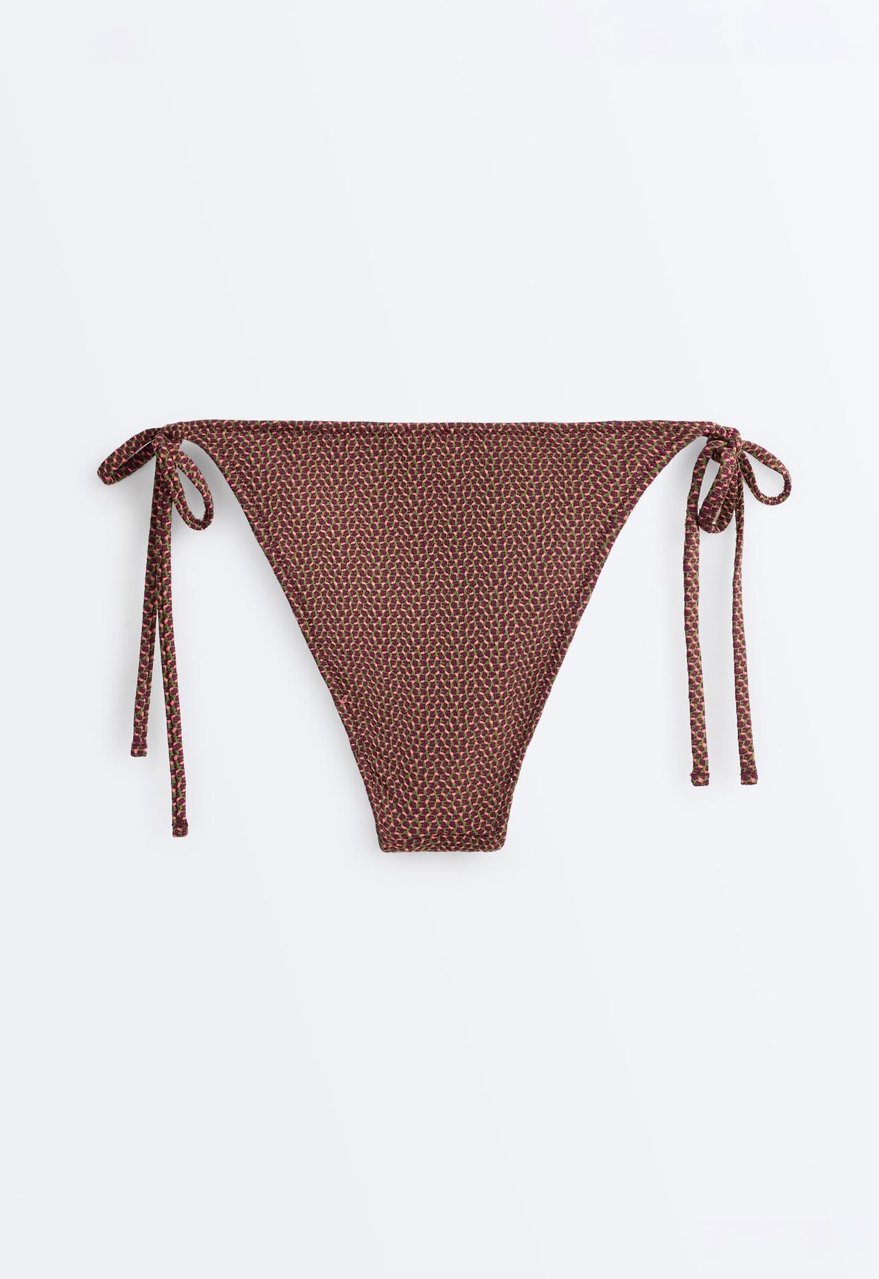 Medium-coverage geometric tie bikini briefs — LIGHT KHAKI