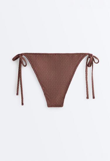 Medium-coverage geometric tie bikini briefs — LIGHT KHAKI 8