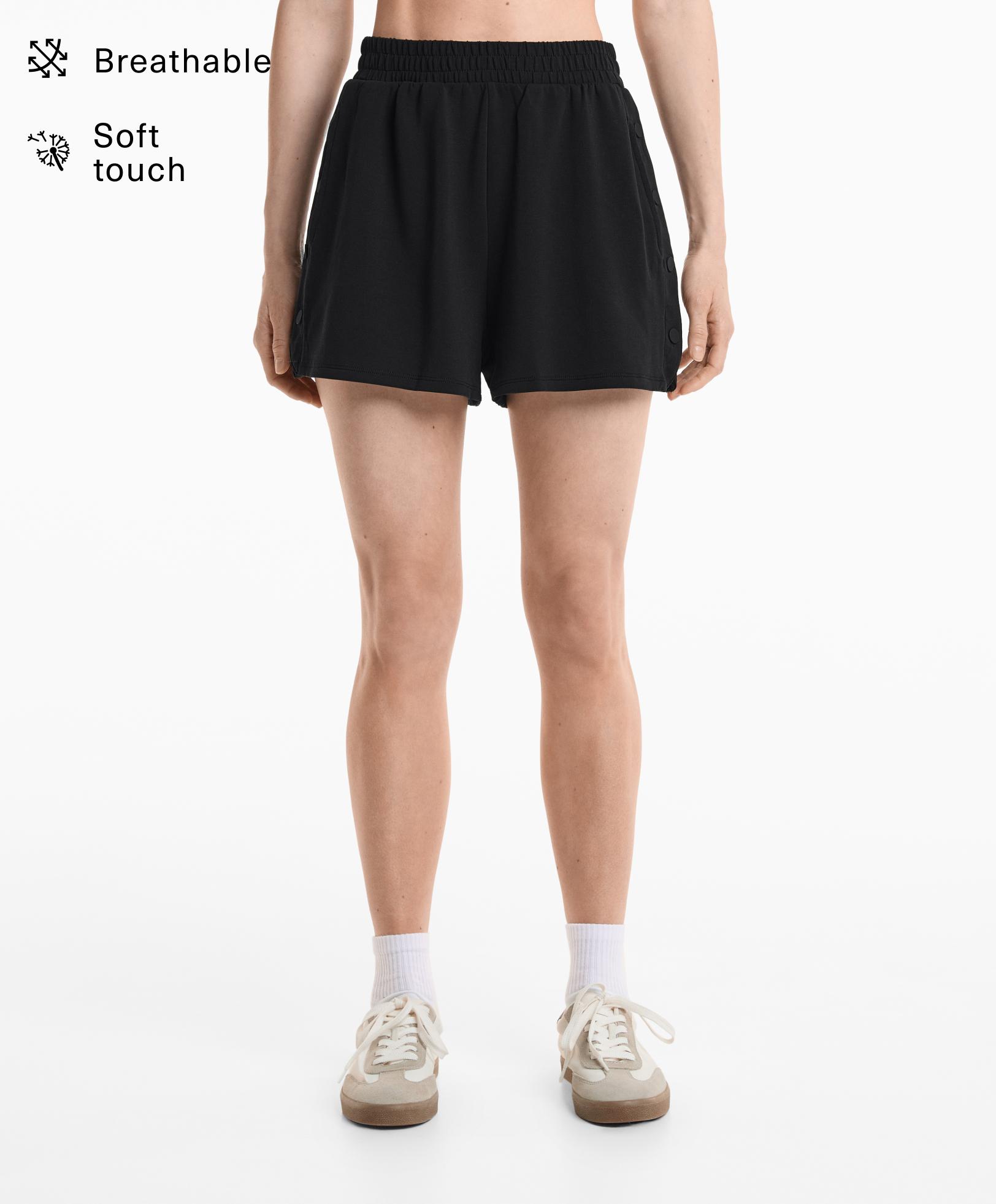 Shorts with soft-touch modal and side buttons - Sale