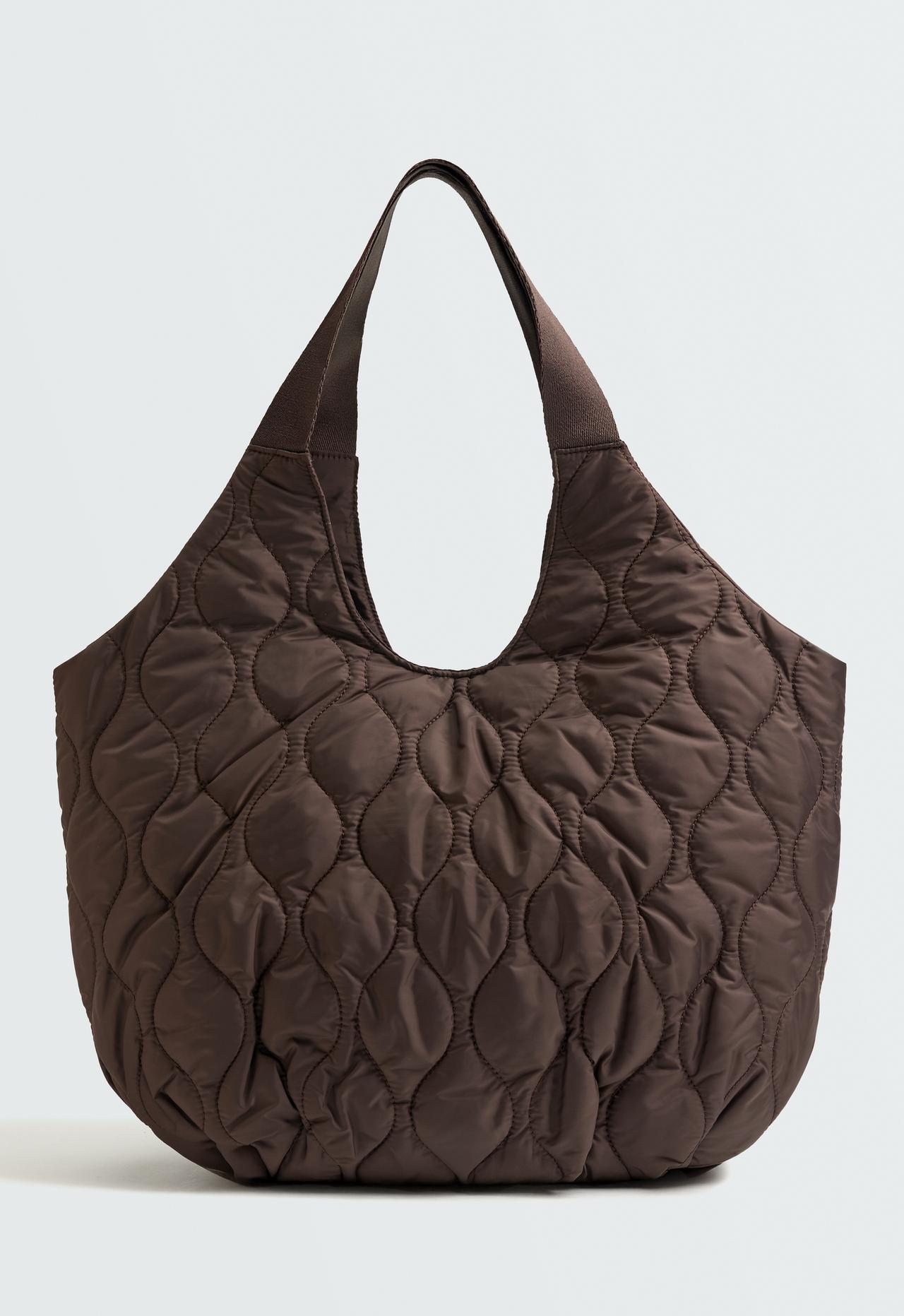 Quilted shopper bag — BROWN