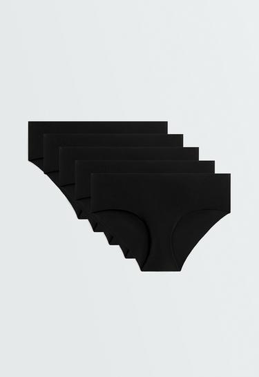 5 laser-cut invisible polyamide blend hipster briefs — BLACK 1