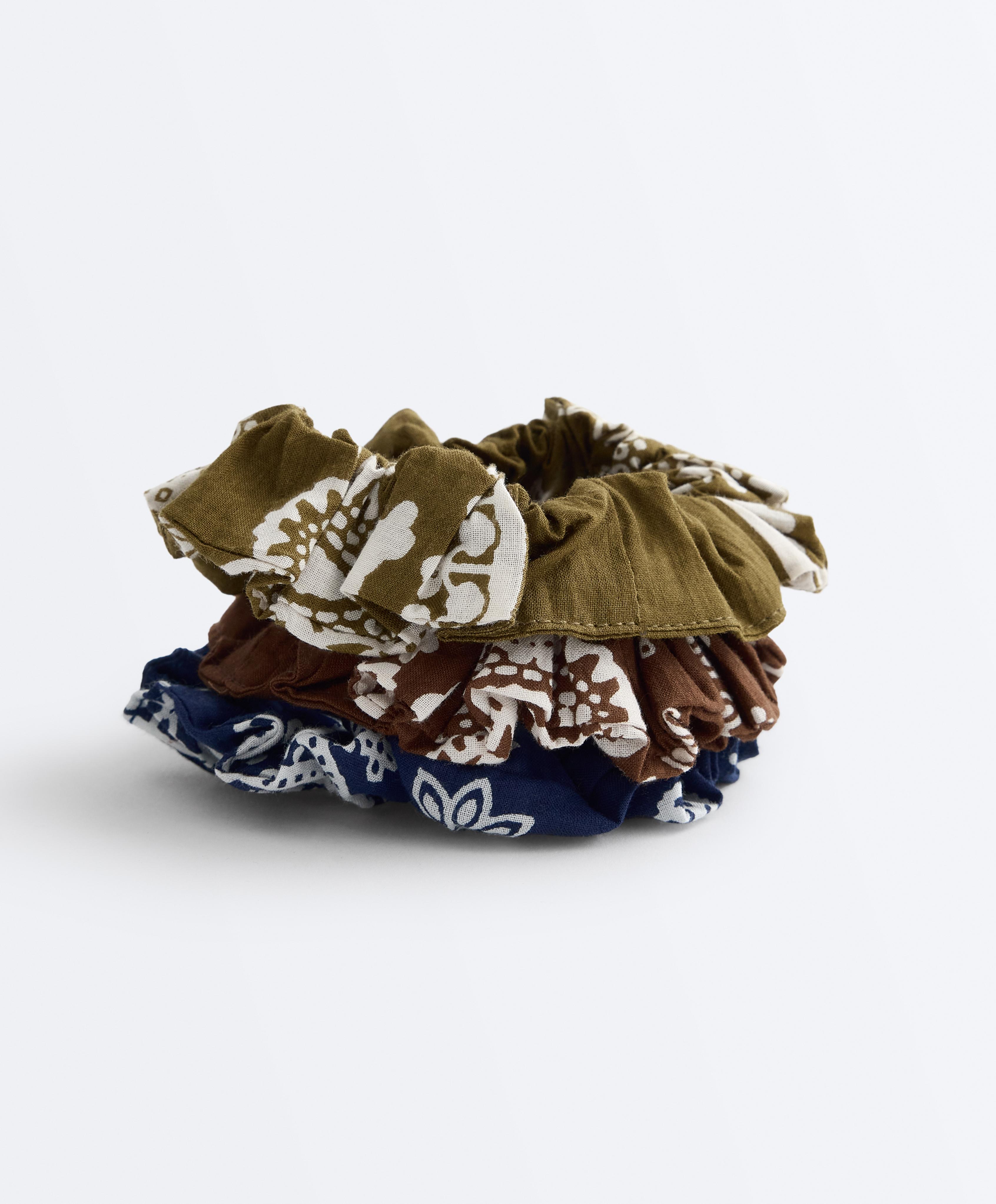 3 lielas apdrukātas matu gumijas no 100% kokvilnas