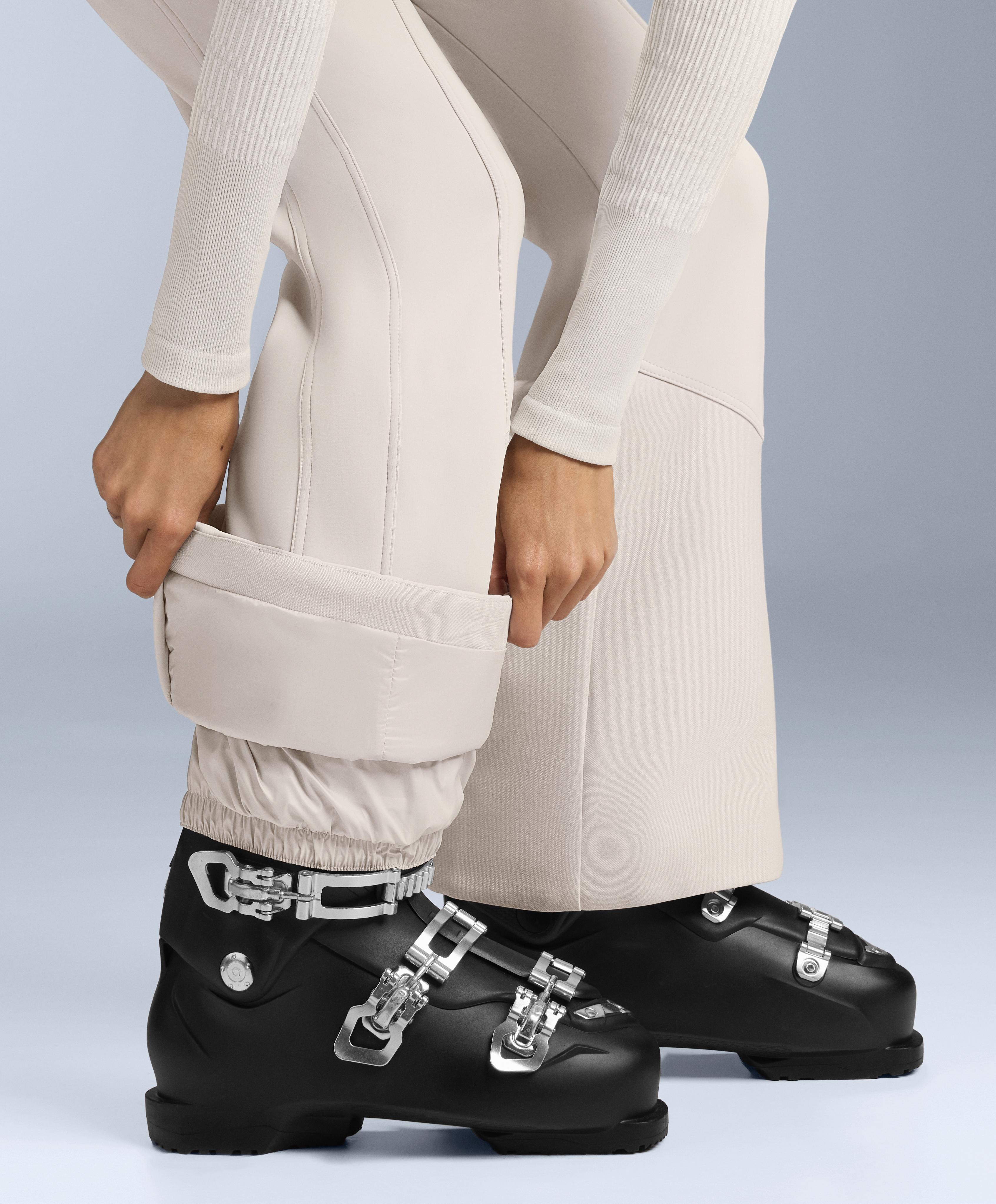 Water-resistant high-rise flare stretch SKI trousers — PALE MINK