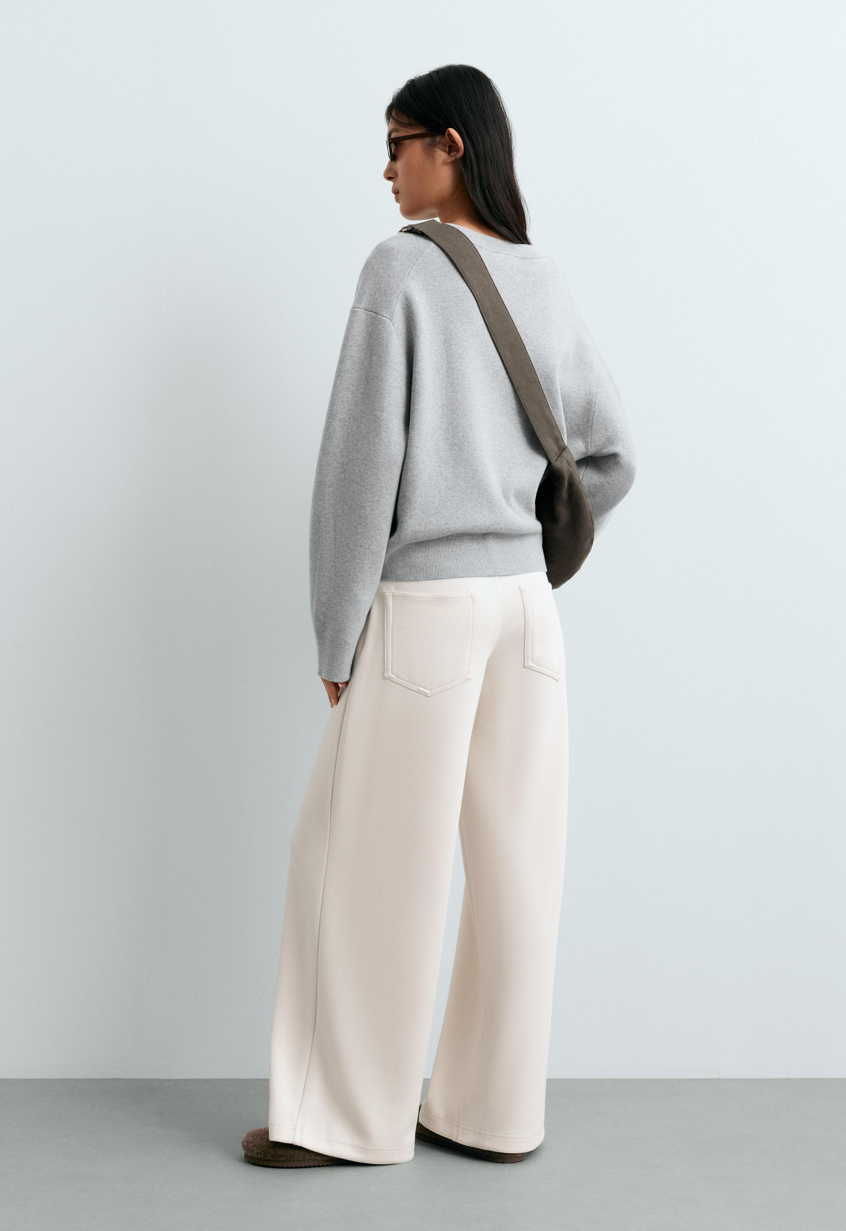 5-pocket wide-leg trousers — PALE ECRU